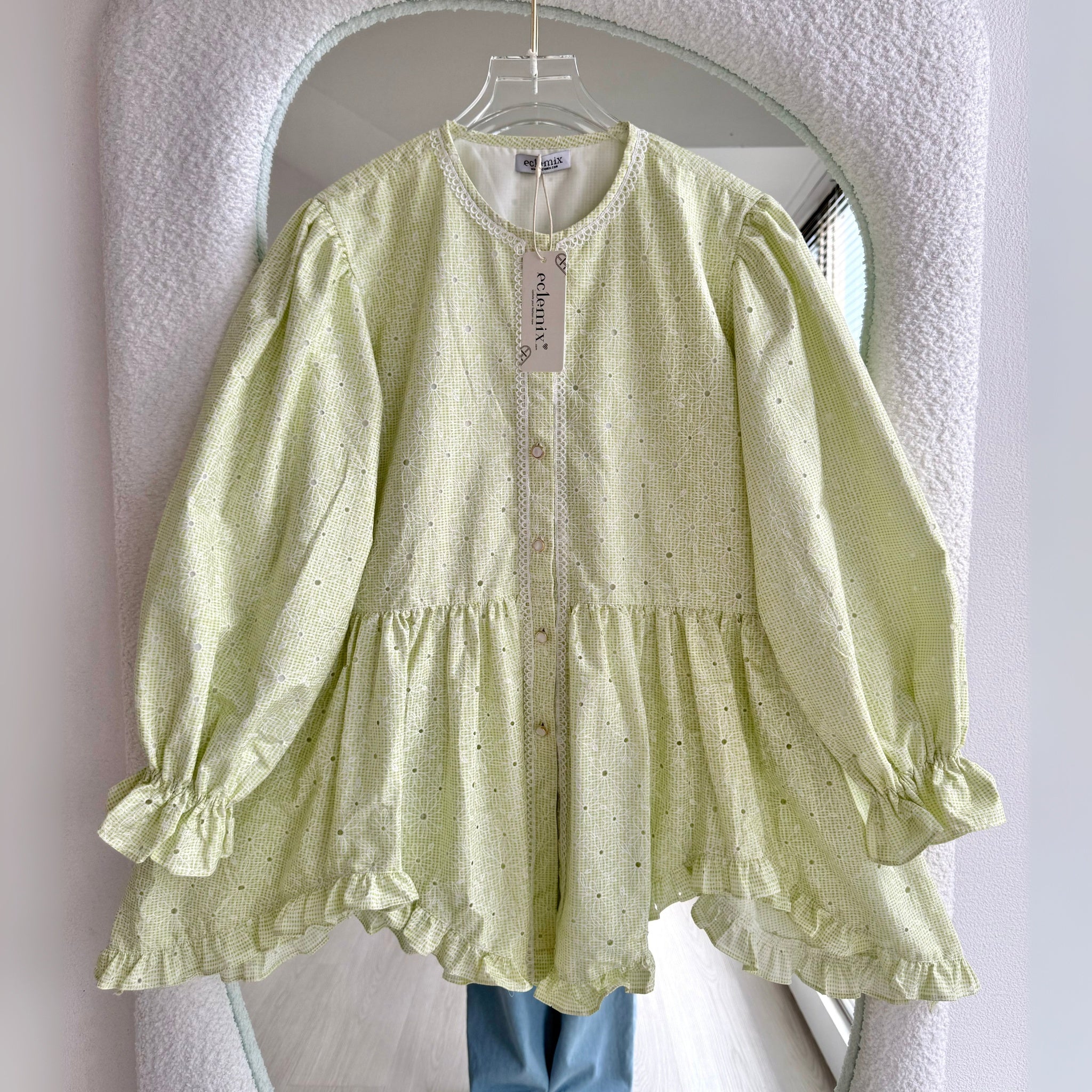Eclemix Top Hyona | Atasan Wanita Blouse Ruffle Lengan Balon