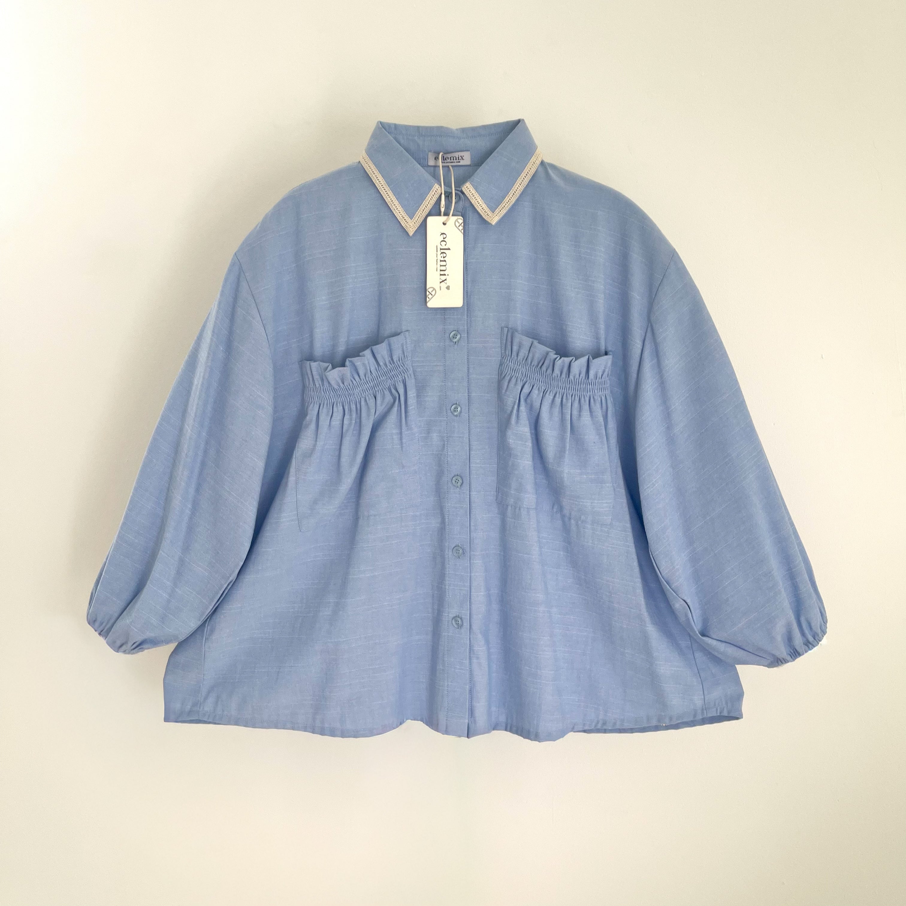 Eclemix Top Yumana | Atasan Wanita Kemeja Daily Basic Saku Loose