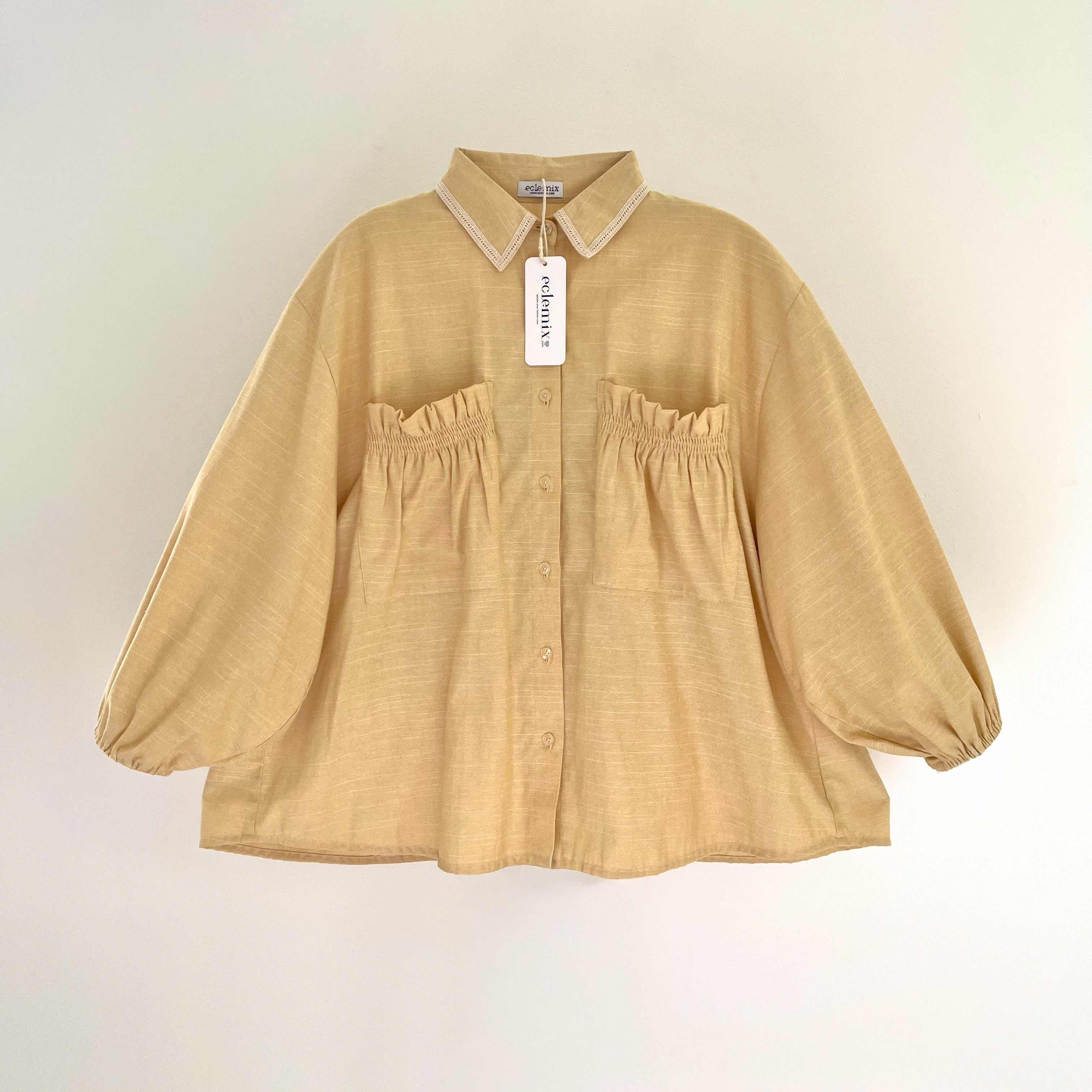 Image of Eclemix Top Yumana | Atasan Wanita Kemeja Daily Basic Saku Loose