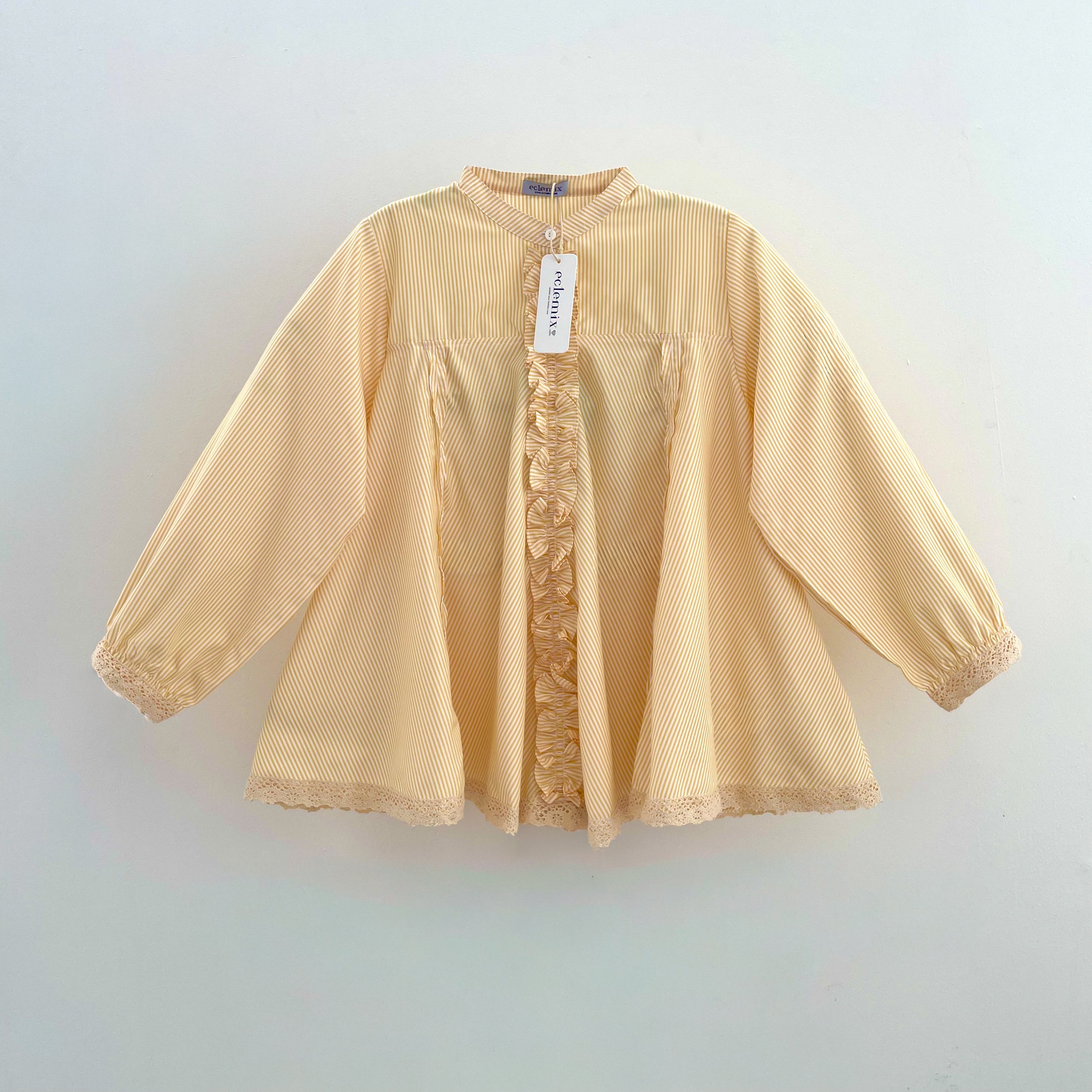Image of Eclemix Top Seora | Atasan Blouse Wanita Katun Ruffle Motif Stripes
