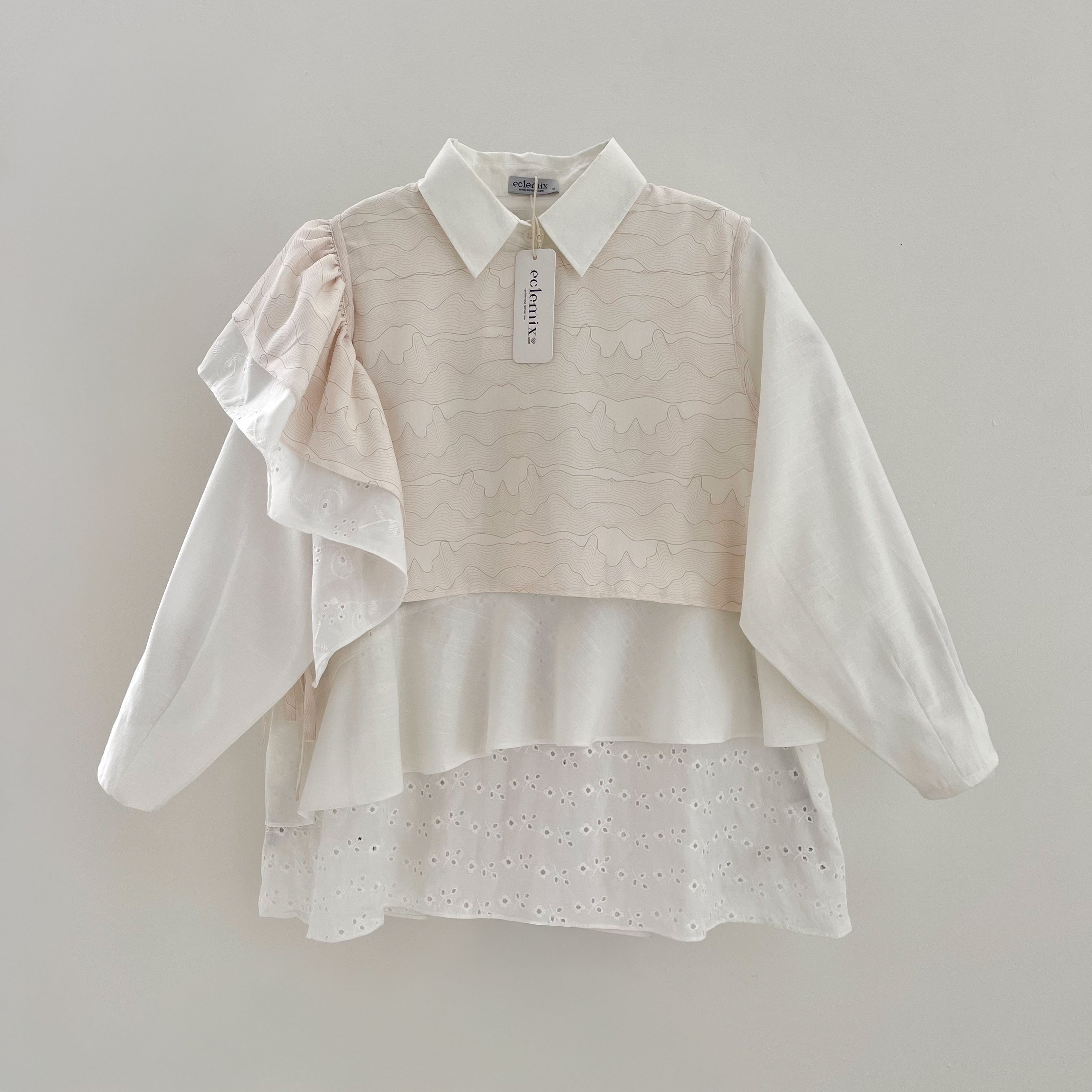 Eclemix Outer Latte | Vest Wanita Ruffle Tanpa Lengan