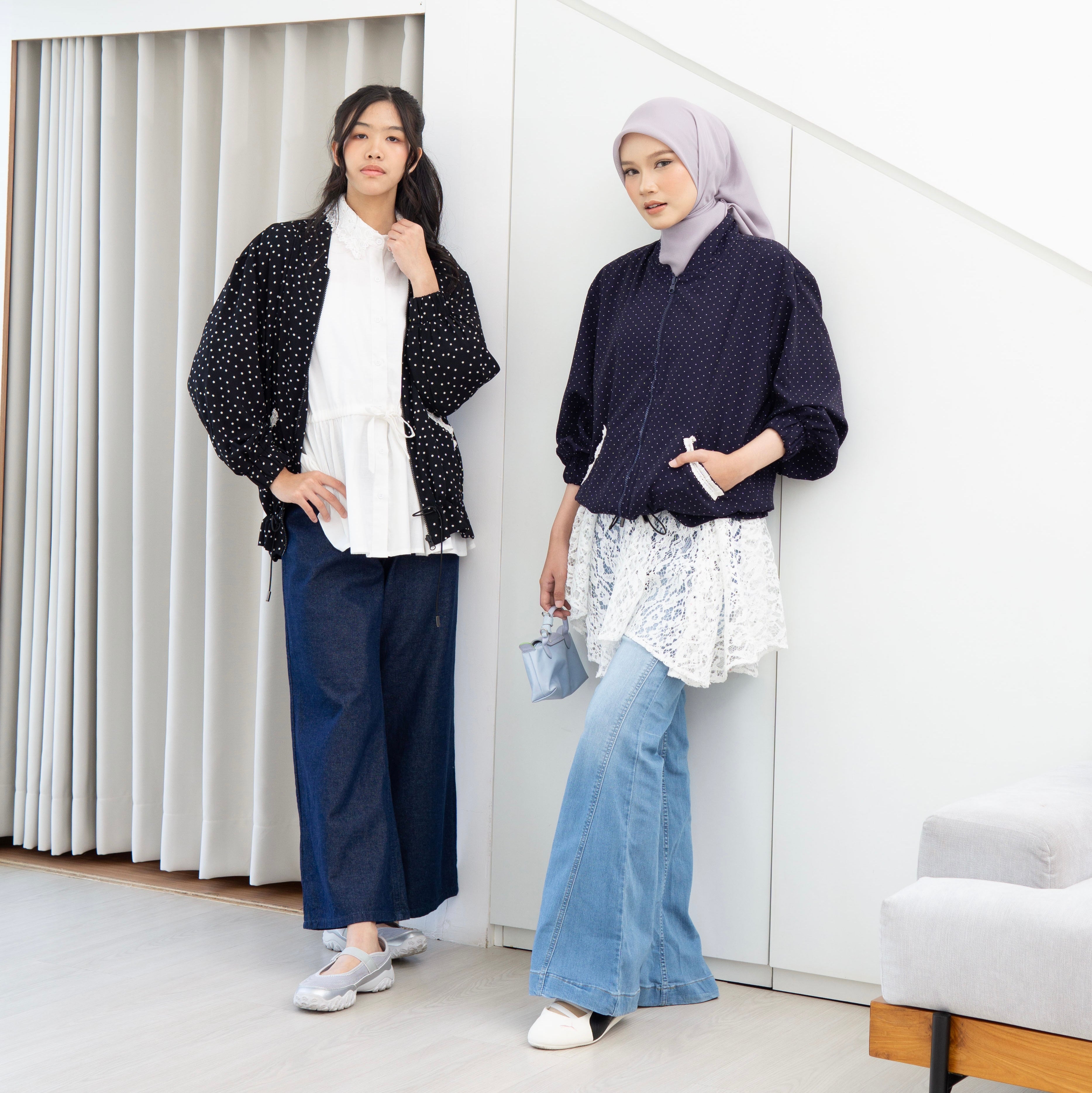 Image of Eclemix Jacket Noira |Jaket Wanita Motif Polkadot