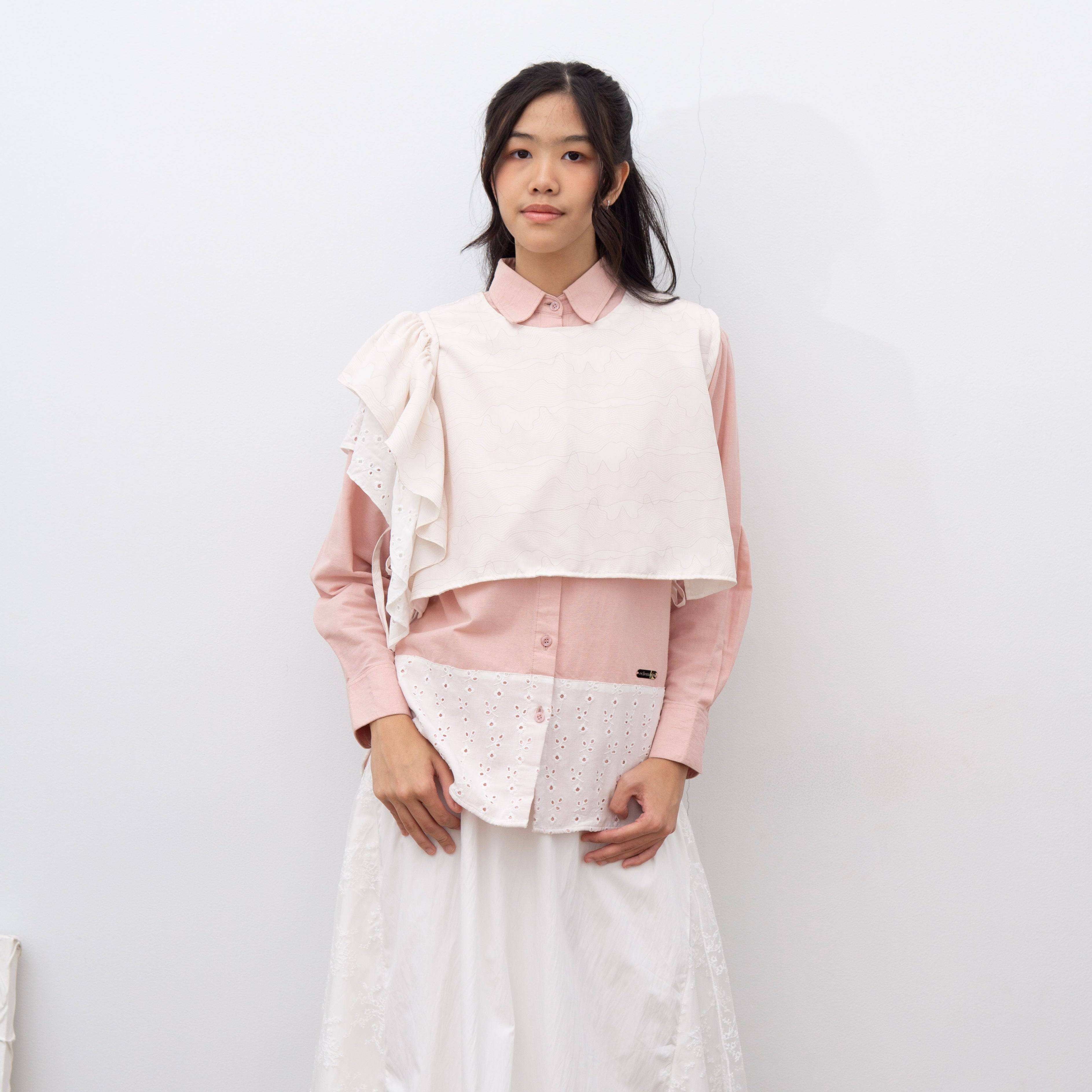 Image of Eclemix Outer Latte | Vest Wanita Ruffle Tanpa Lengan