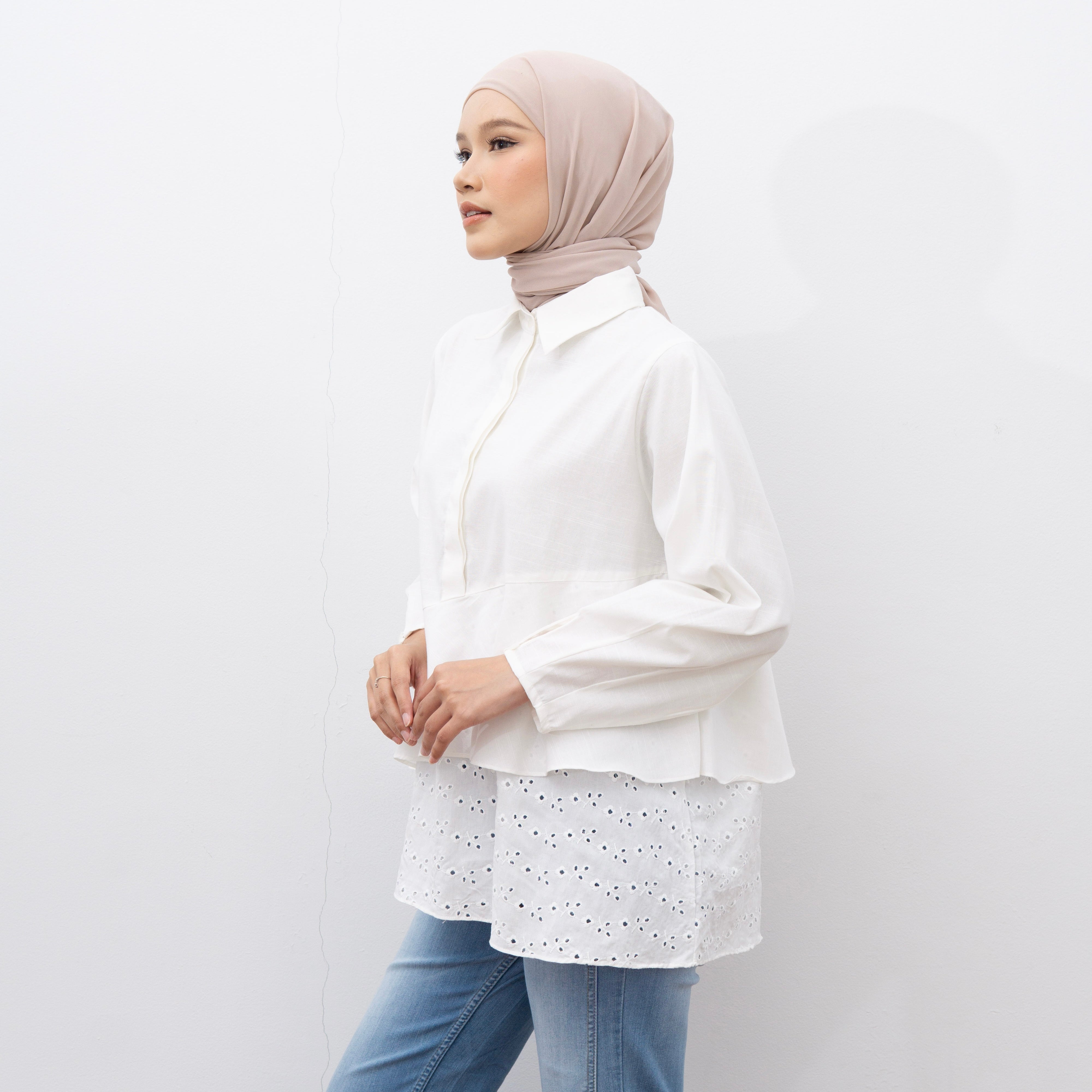 Image of Eclemix Top Rosta | Atasan Blouse Wanita Layer Asimetris Borderie Korean Style