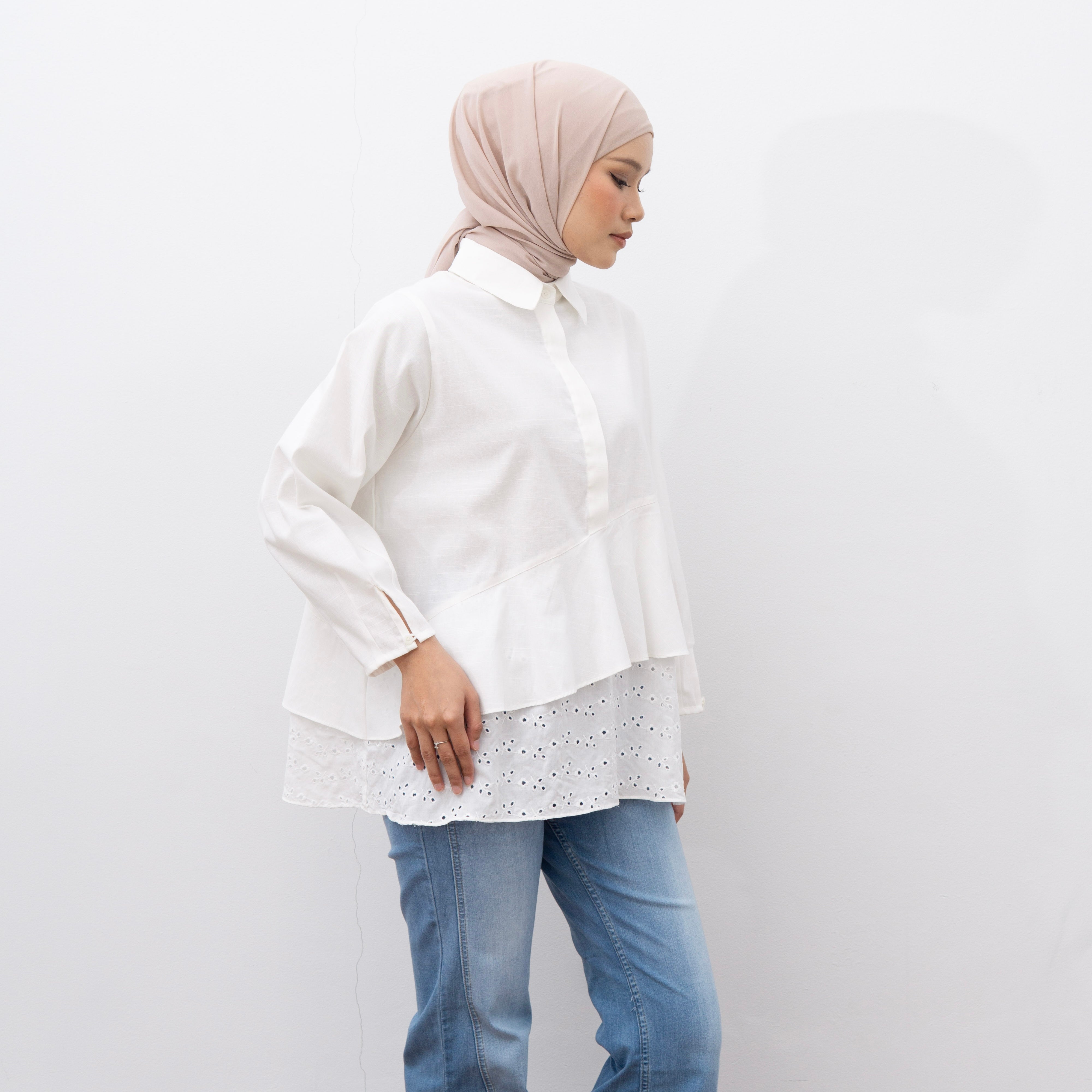 Image of Eclemix Top Rosta | Atasan Blouse Wanita Layer Asimetris Borderie Korean Style
