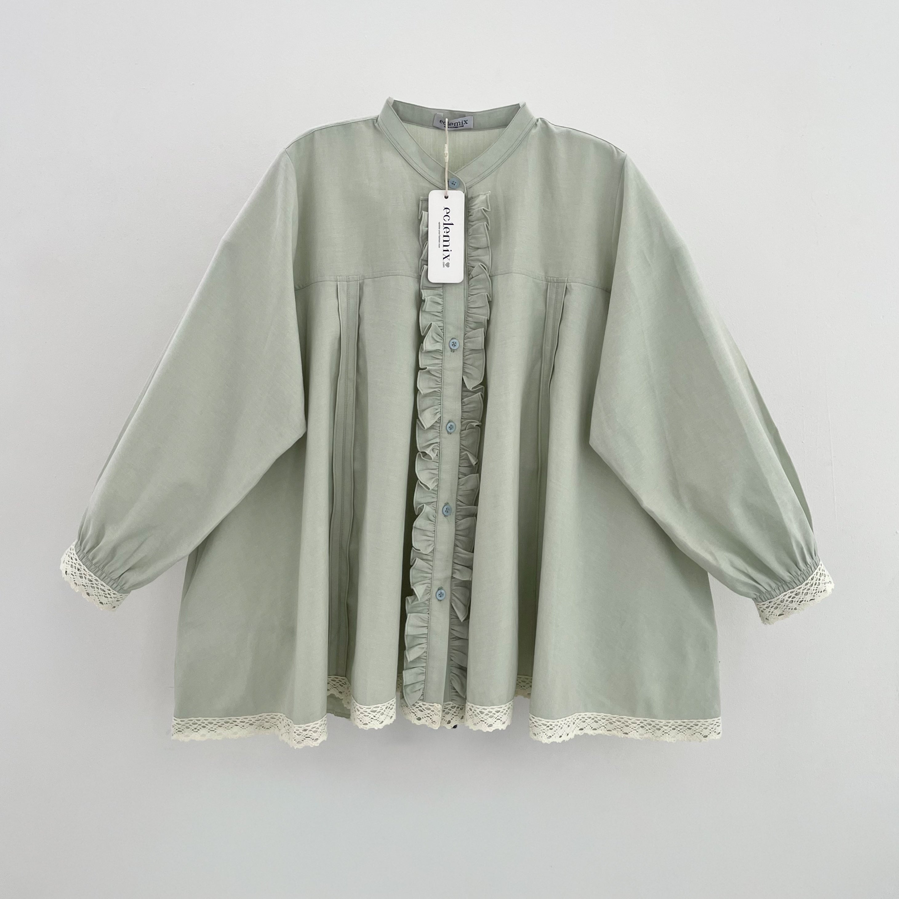 Image of Eclemix Top Seora | Atasan Blouse Wanita Ruffle Full Kancing Katun Oxford
