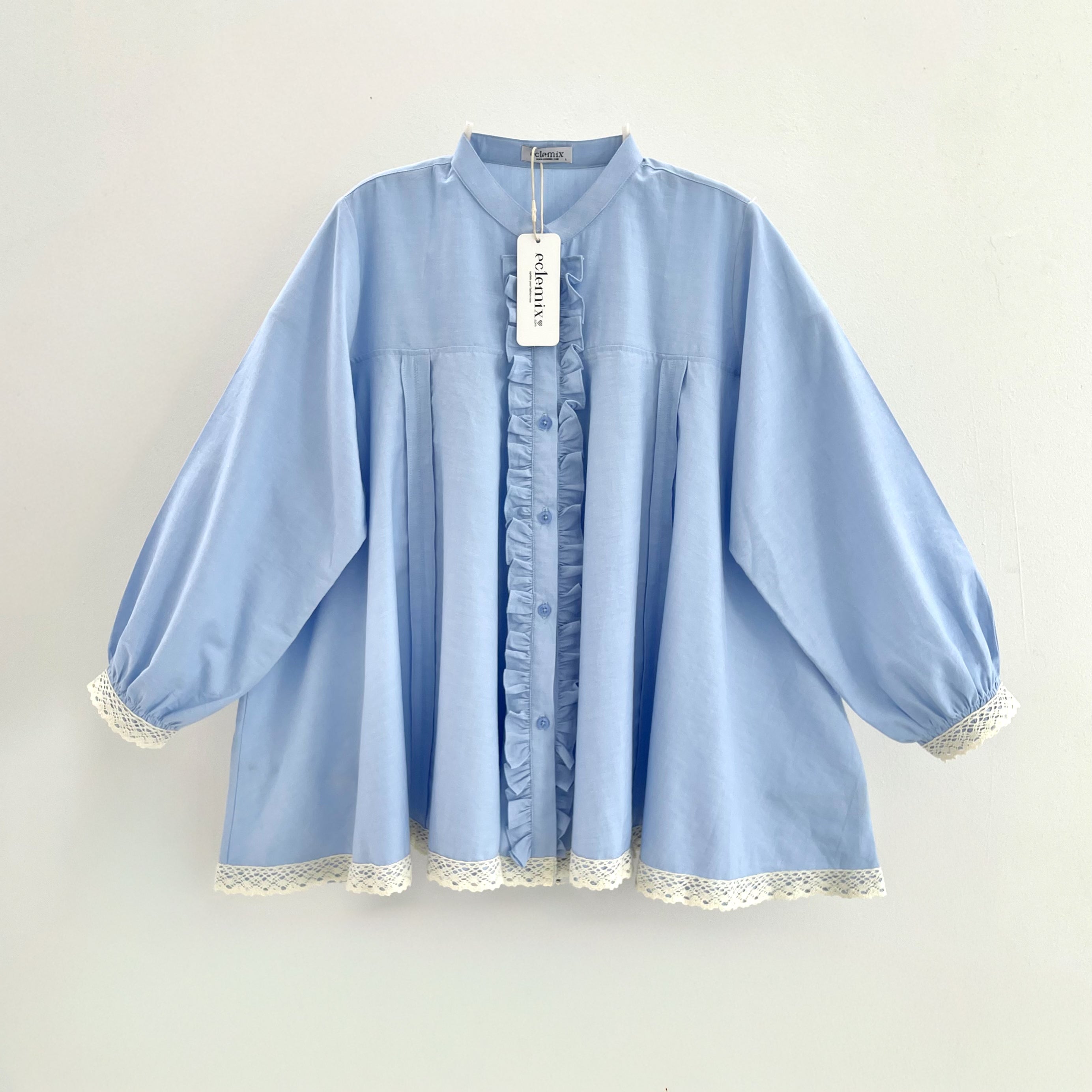 Image of Eclemix Top Seora | Atasan Blouse Wanita Ruffle Full Kancing Katun Oxford