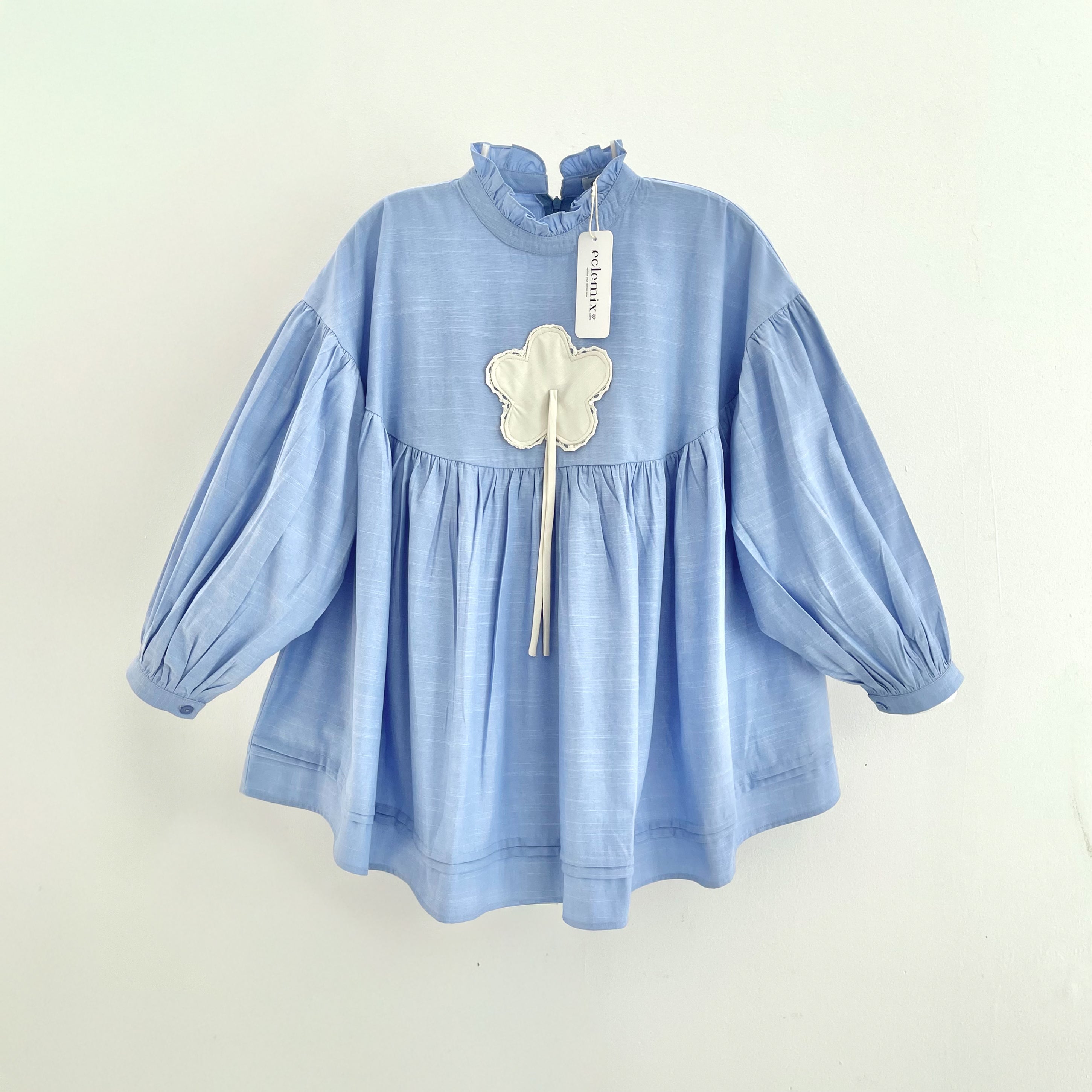 Image of Eclemix Top Rosella | Blouse Wanita Babydoll Lengan Balon Aksen Bunga