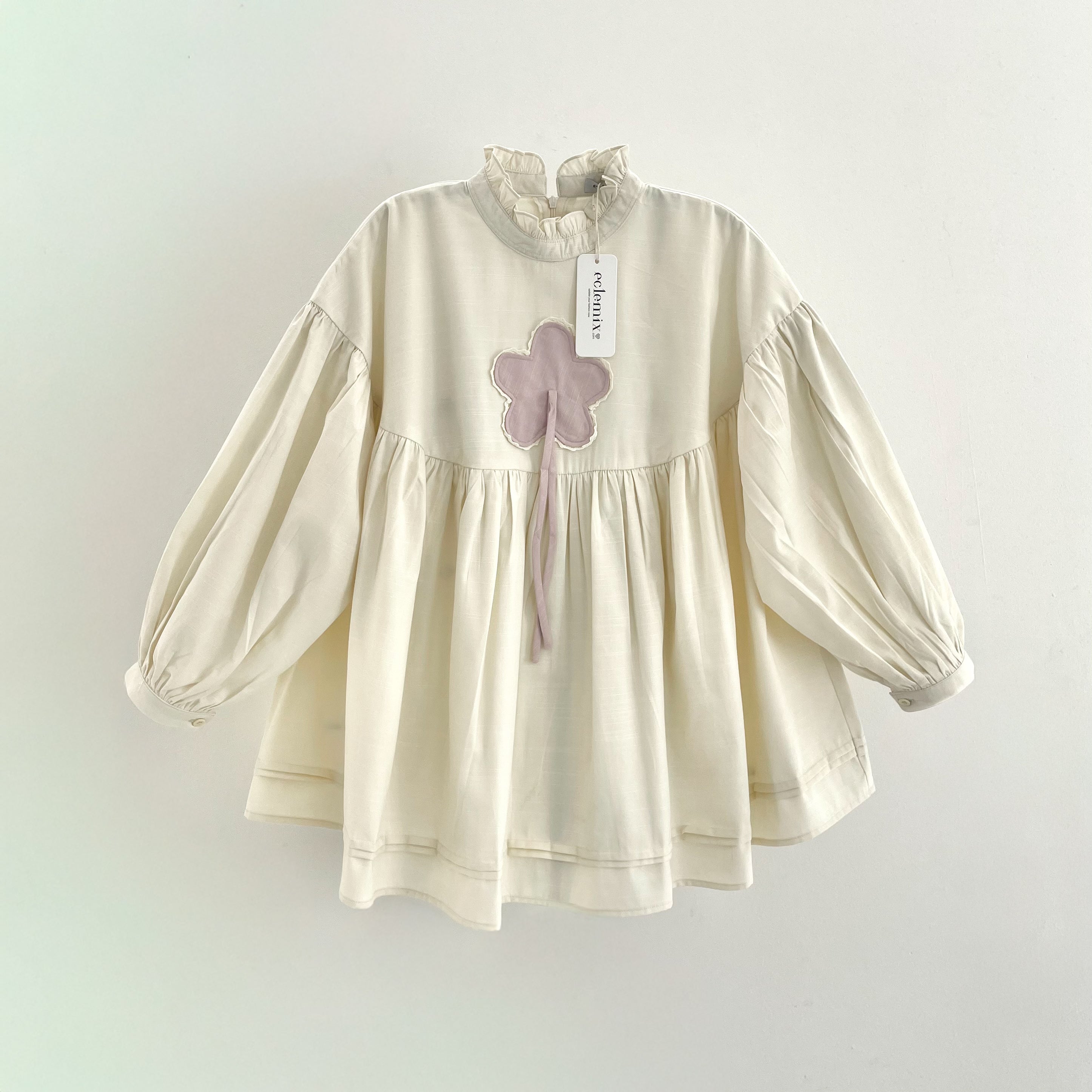 Image of Eclemix Top Rosella | Blouse Wanita Babydoll Lengan Balon Aksen Bunga