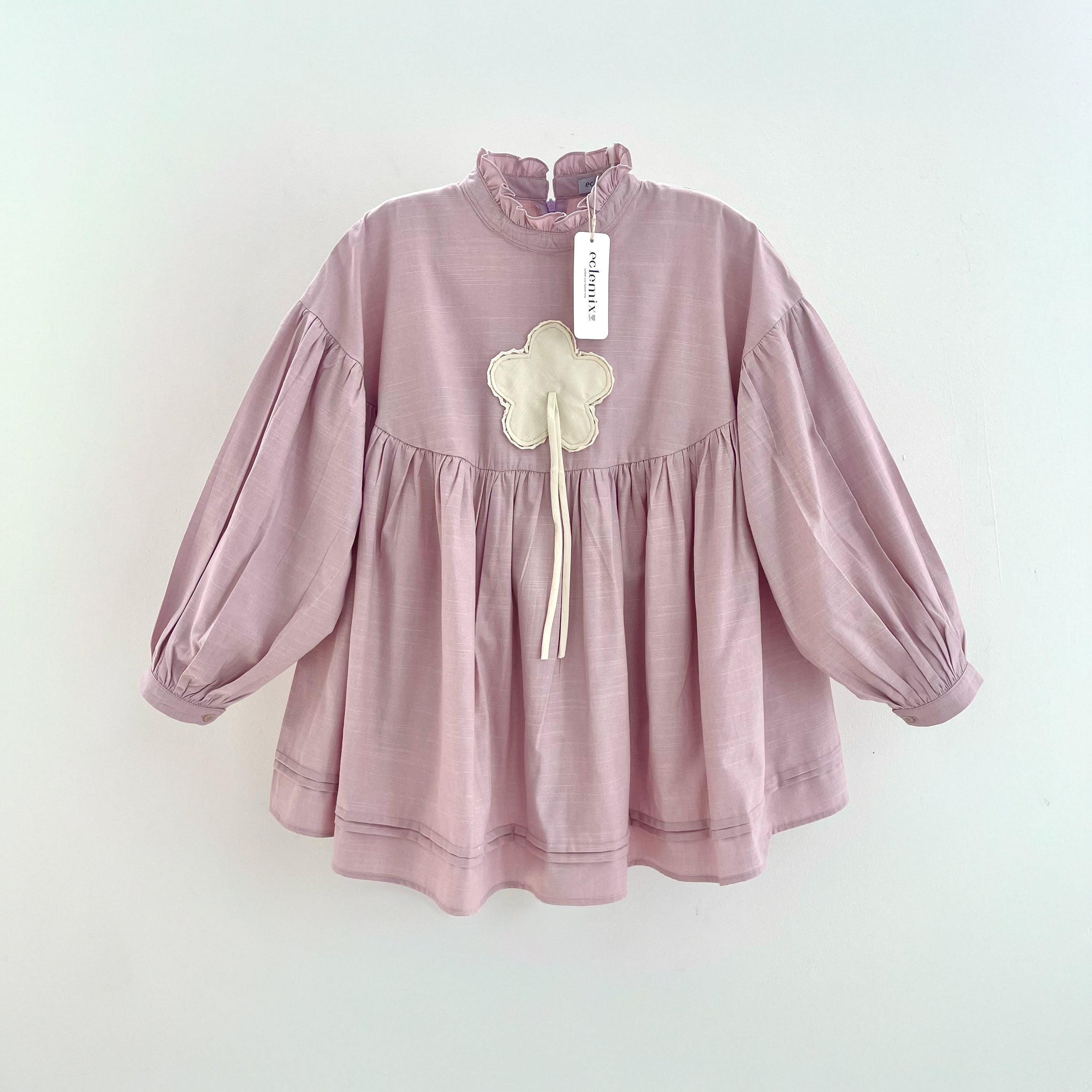 Image of Eclemix Top Rosella | Blouse Wanita Babydoll Lengan Balon Aksen Bunga