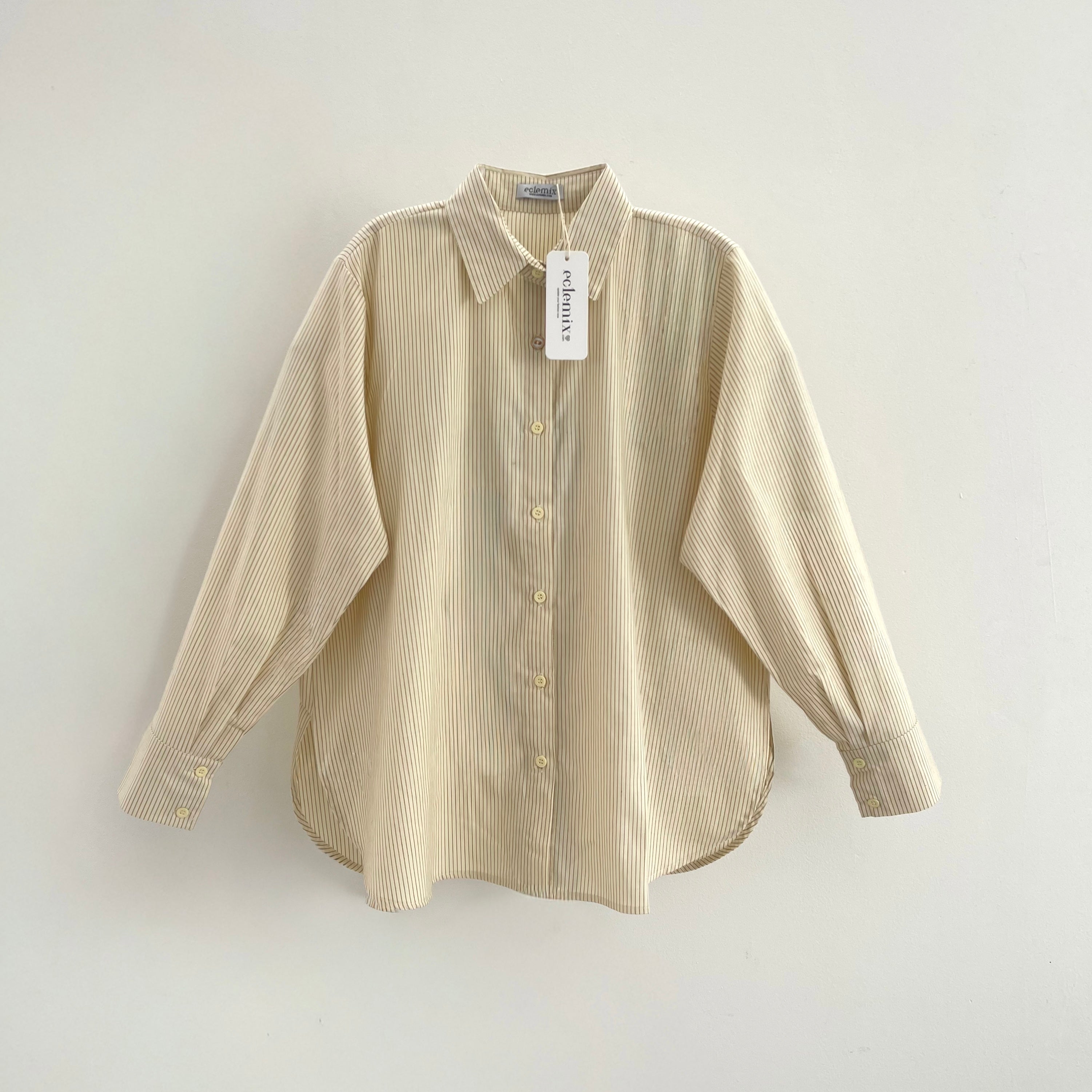 Image of Eclemix Top Airy | Atasan Kemeja Basic Stripe Salur Cotton Oxford