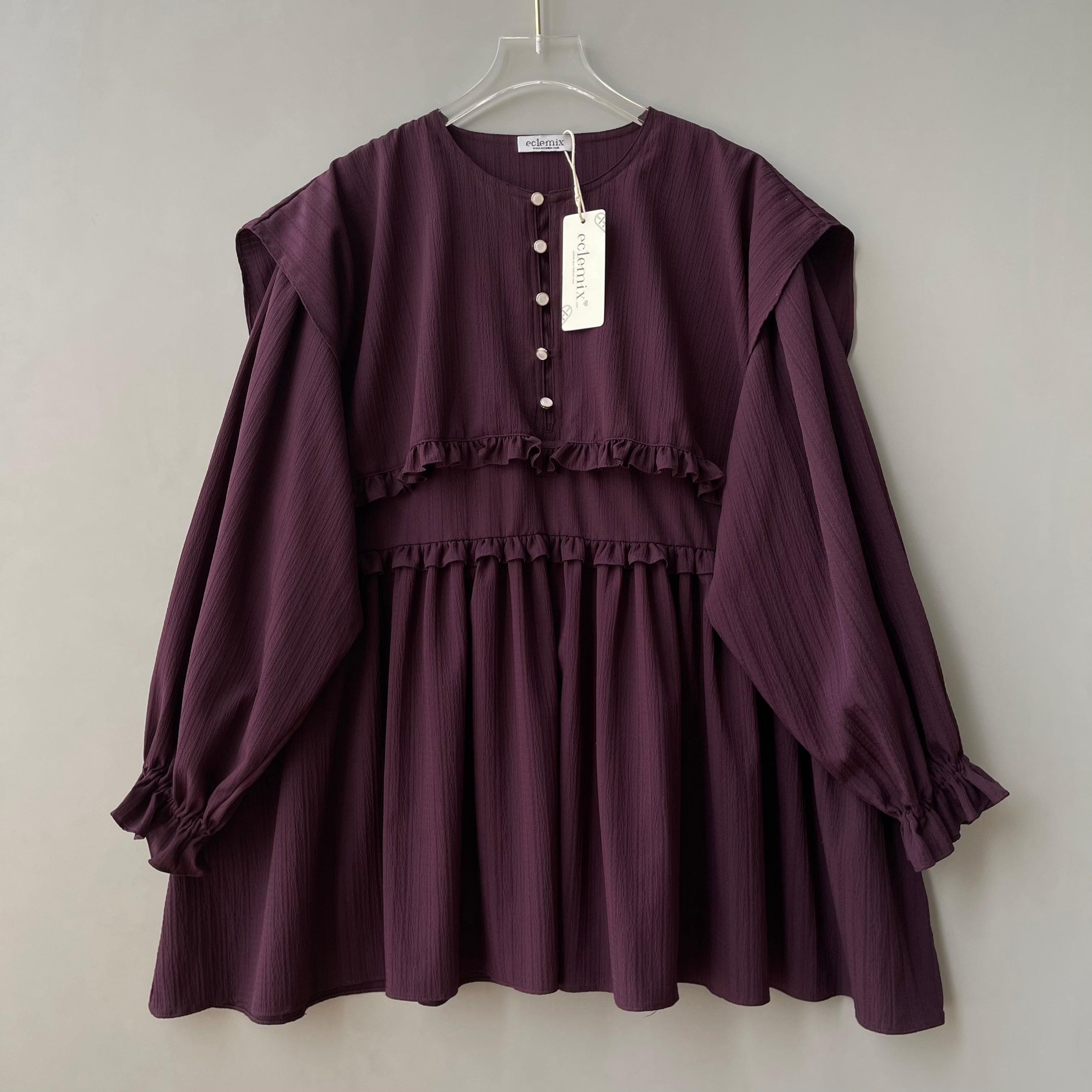 Eclemix Top Rura | Atasan Wanita Blouse Layer Lengan Balon