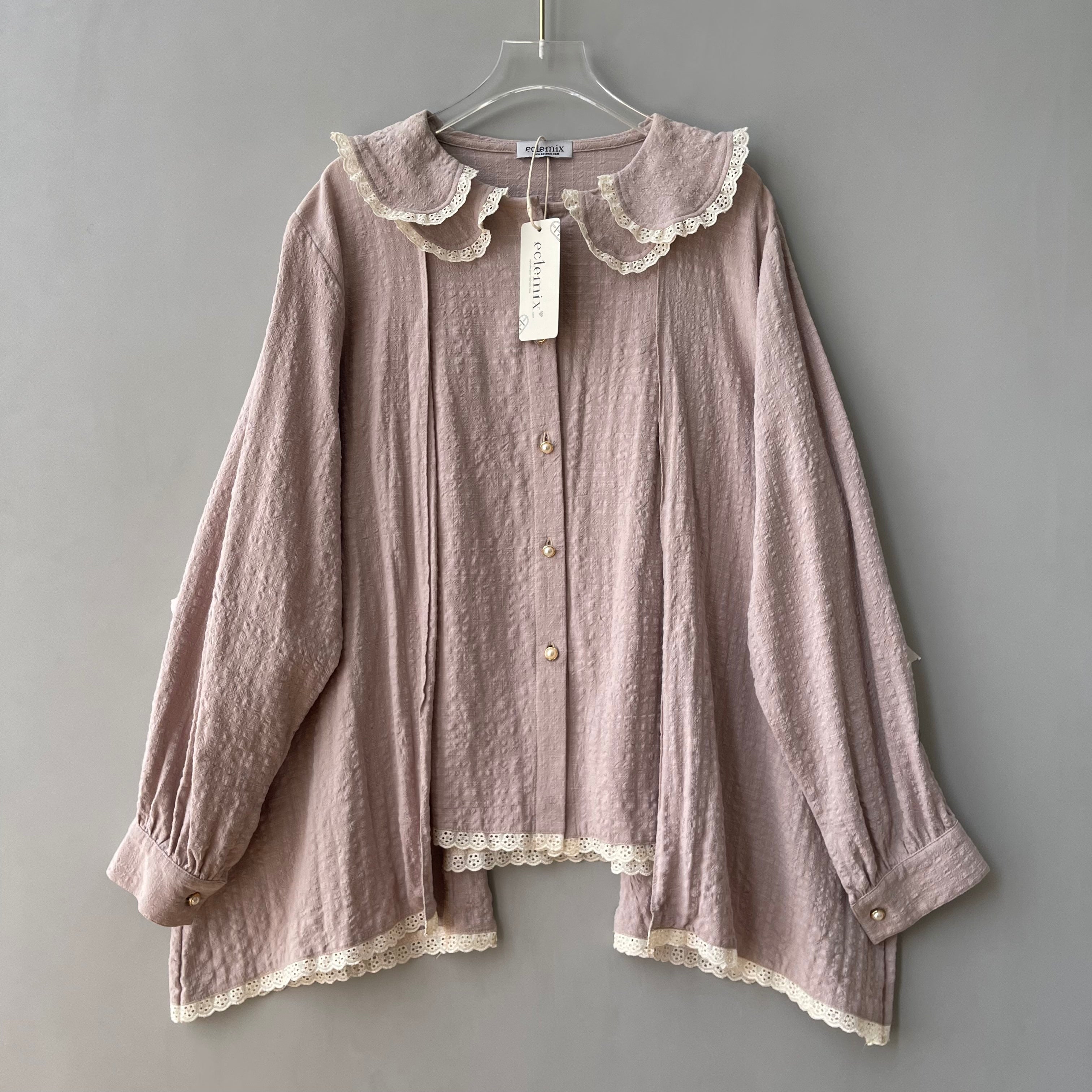 Eclemix Top Furi | Atasan Wanita Blouse Polos Kerah Peterpan