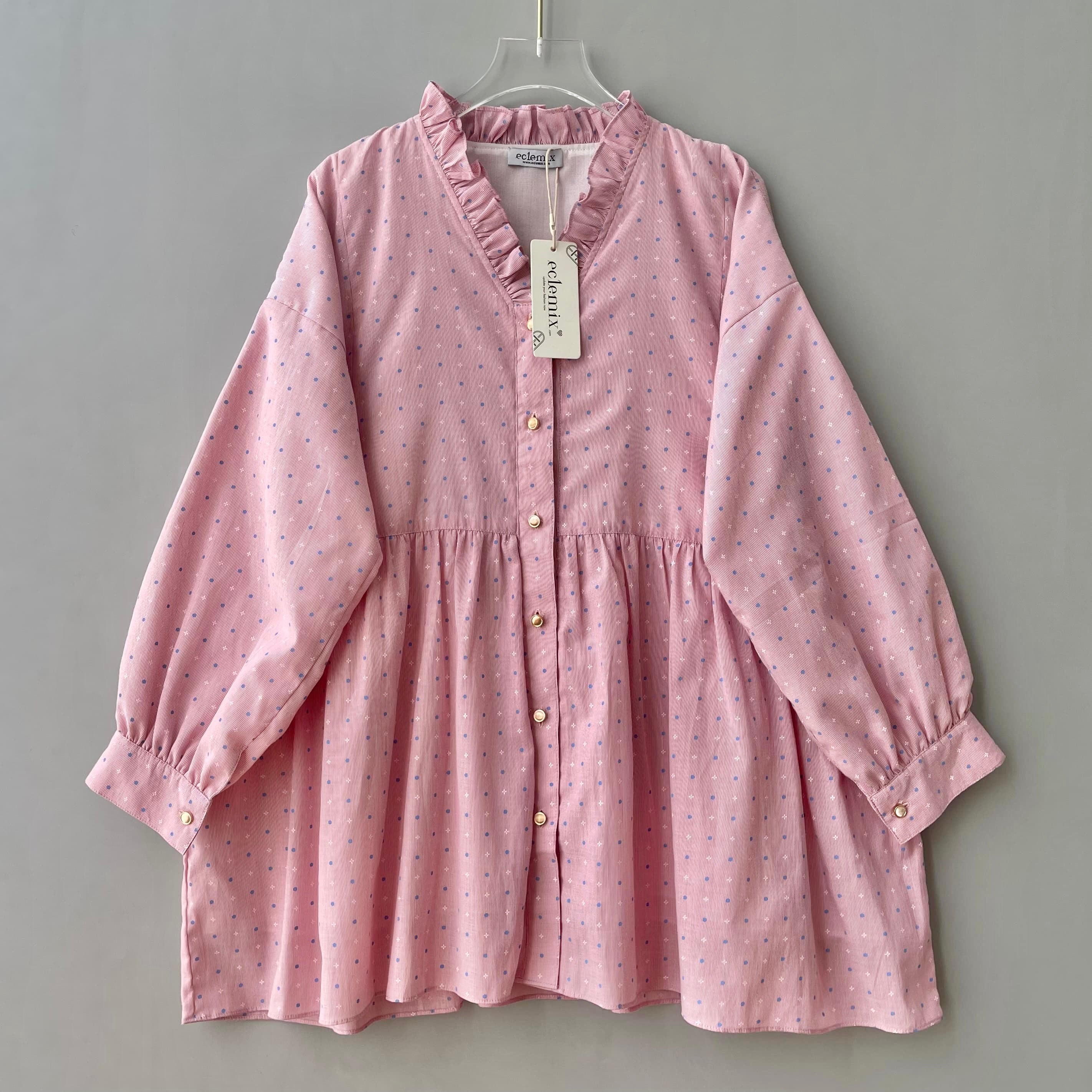 Image of Eclemix Top Elara | Atasan Wanita Blouse Polos Kerah Frill