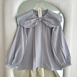 Image of Eclemix Top Yoora | Atasan Wanita Blouse Motif Gingham Kerah Peterpan