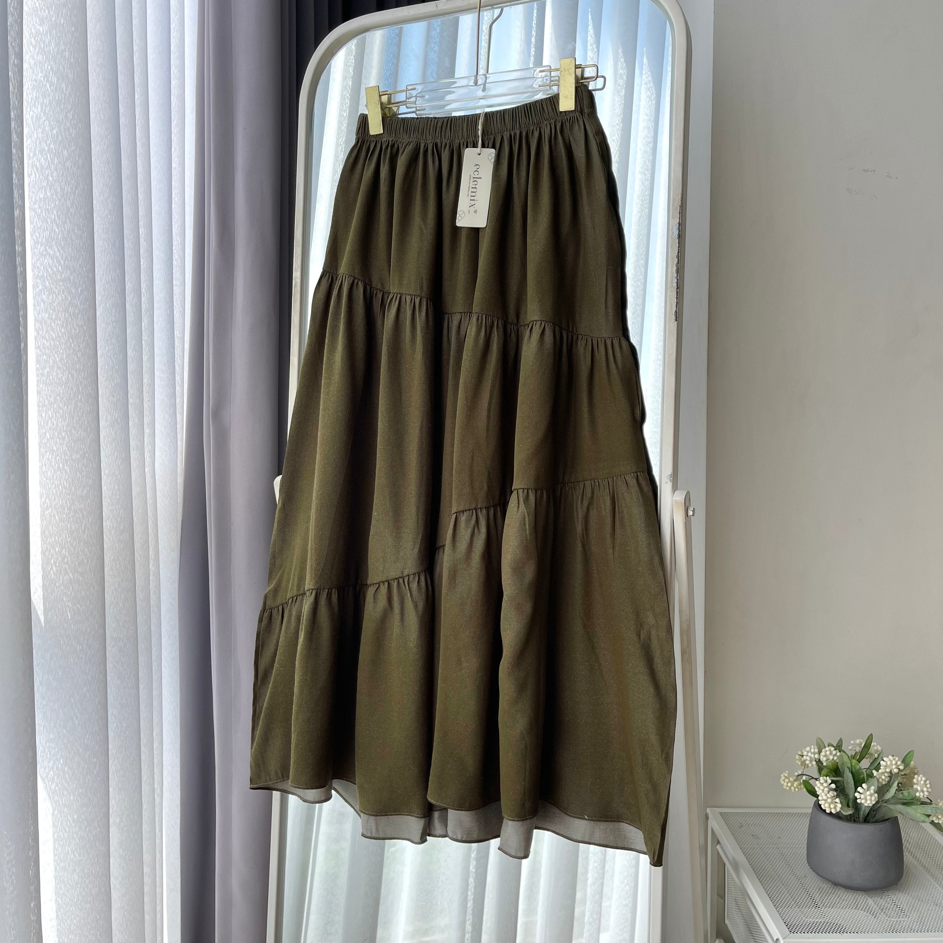 Image of Eclemix Skirt Unwind | Rok Basic Panjang Wanita Bahan Denim Layer Flowy