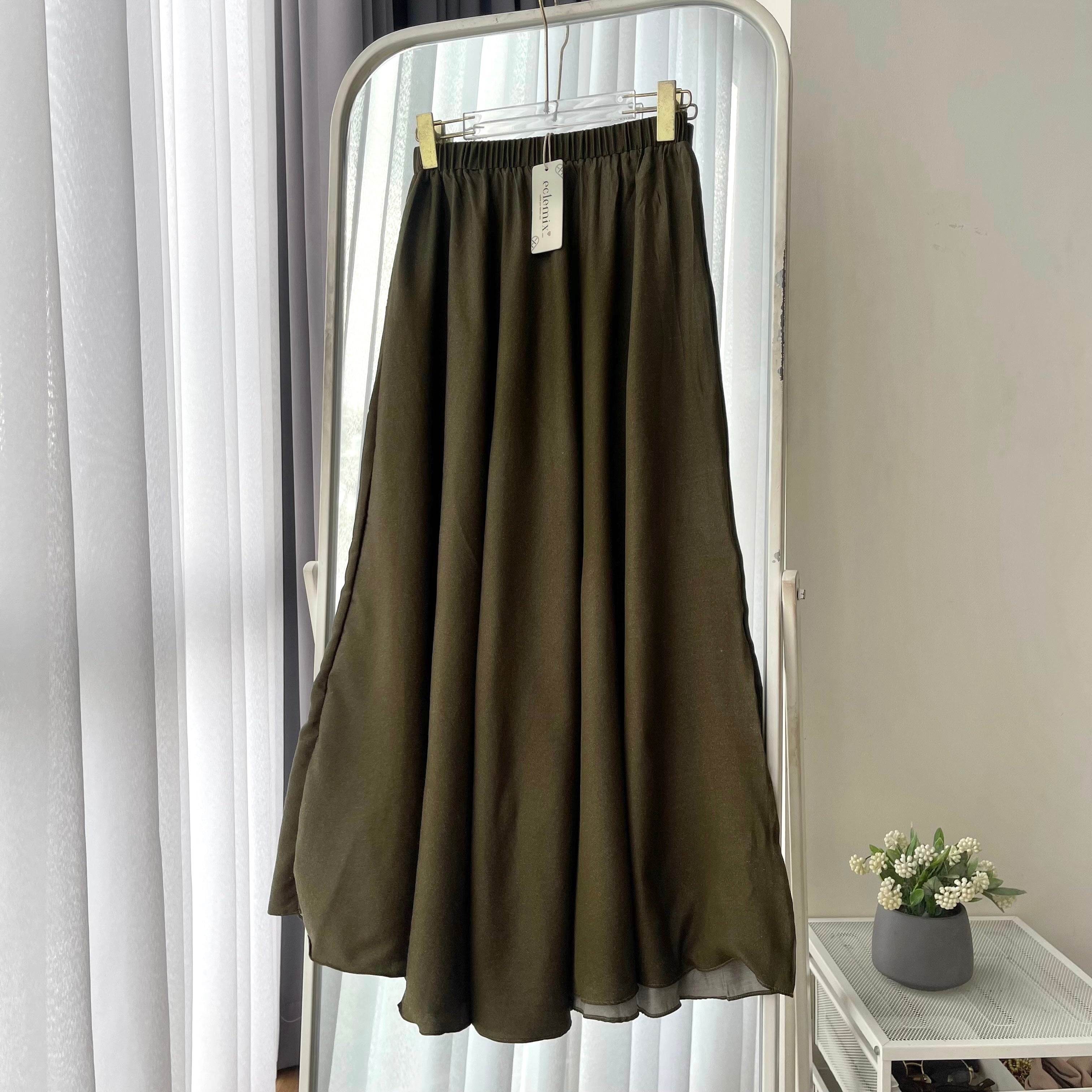 Image of Eclemix Skirt Alina | Rok Flare Basic Panjang Wanita Bahan Denim Flowy