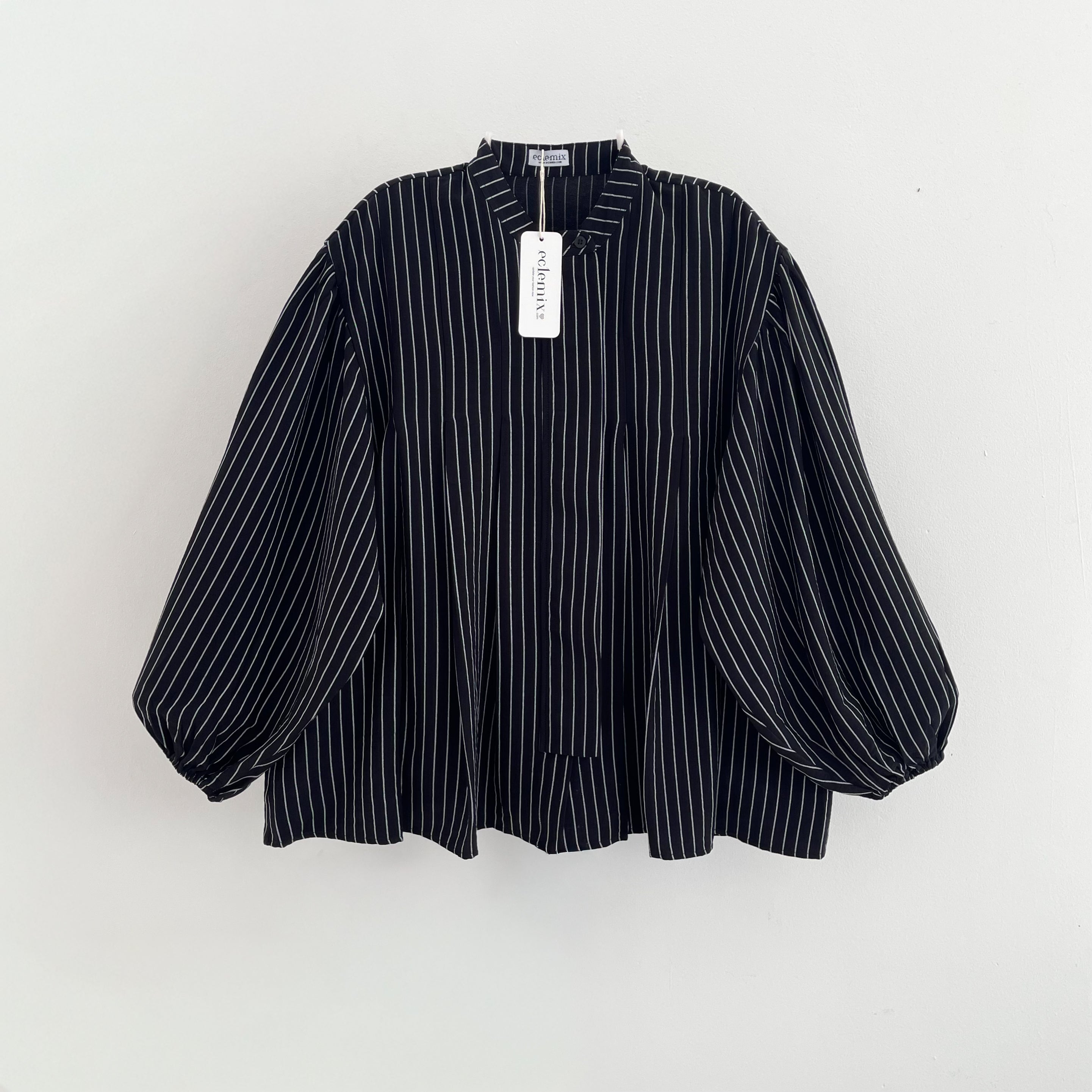 Image of Eclemix Top Naia | Atasan Blouse Wanita Stripe Lengan Balon Korean Style