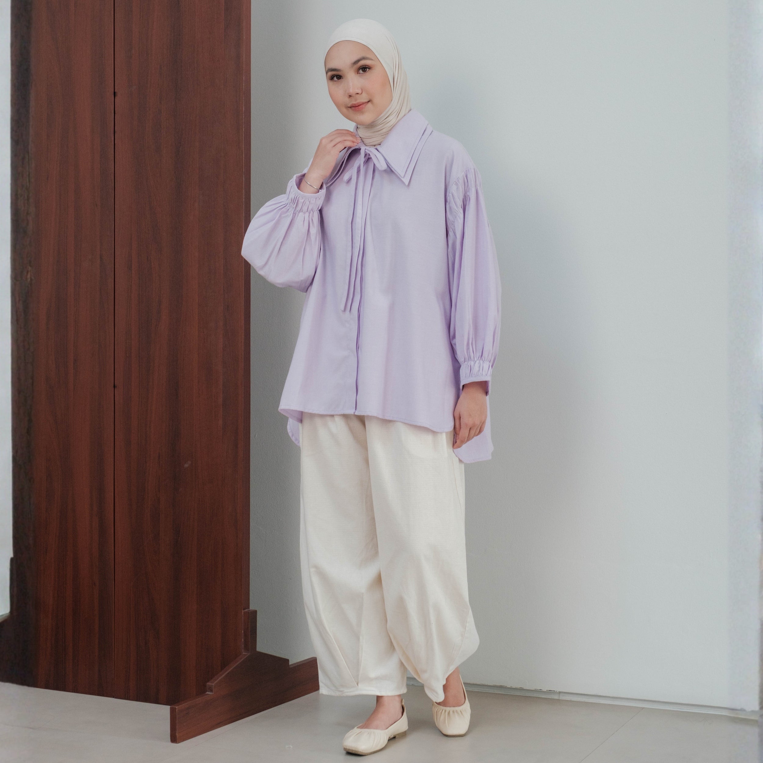Image of Eclemix Atasan Wanita Casual Loose Fit Puff Sleeve Top Jiyo