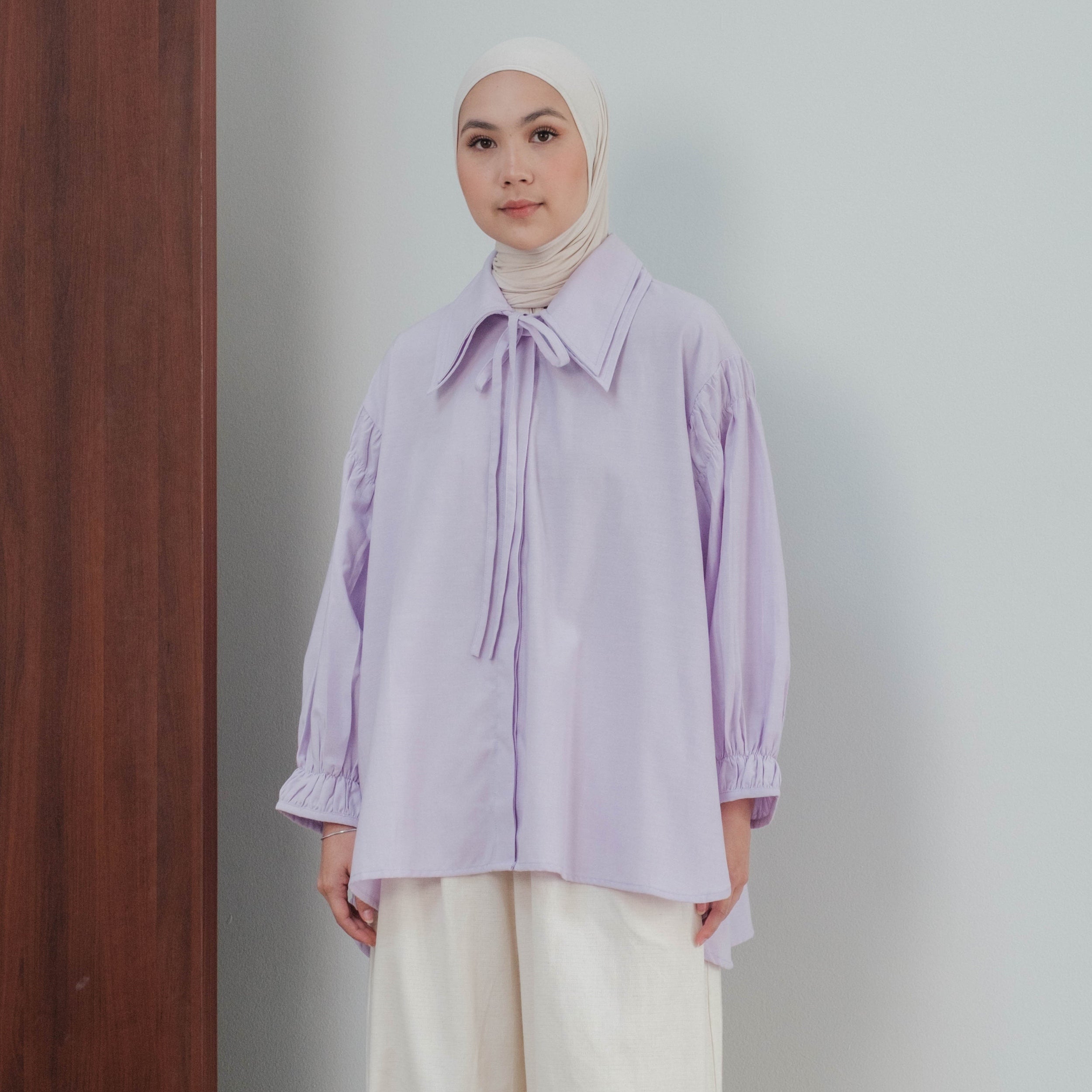 Image of Eclemix Atasan Wanita Casual Loose Fit Puff Sleeve Top Jiyo