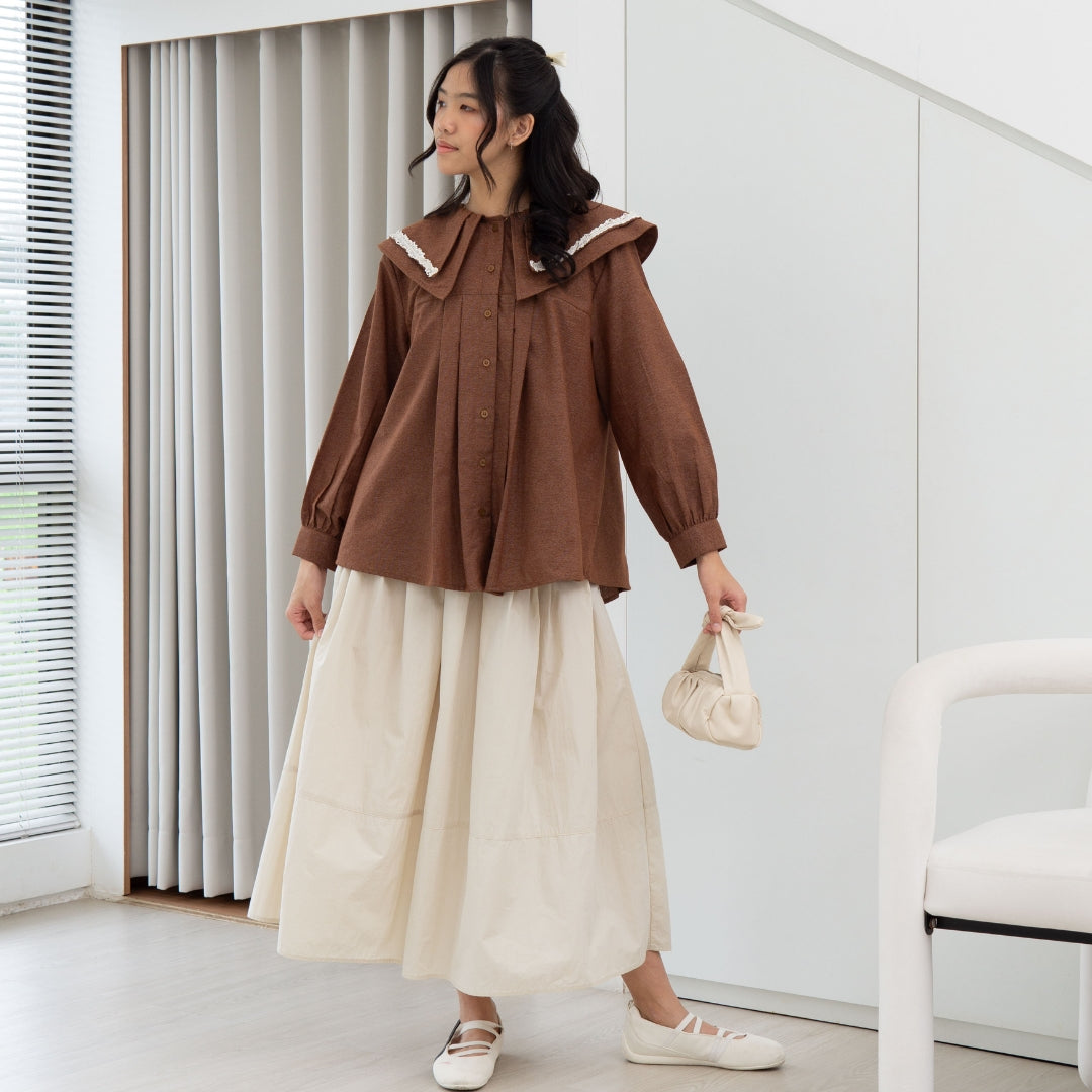 Eclemix Top Bocha | Atasan Wanita Blouse Ruffle Kerah Tumpuk