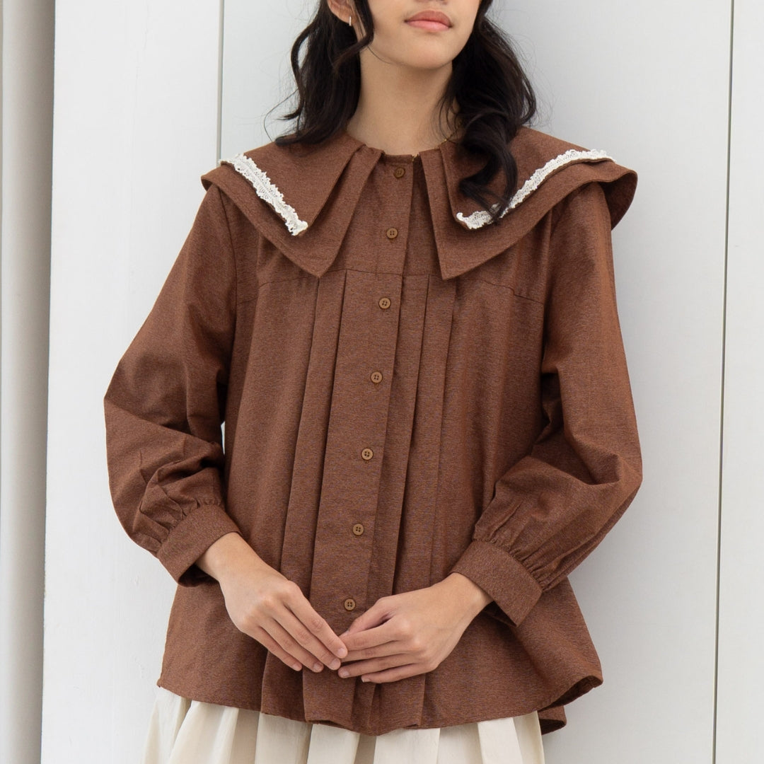 Eclemix Top Bocha | Atasan Wanita Blouse Ruffle Kerah Tumpuk