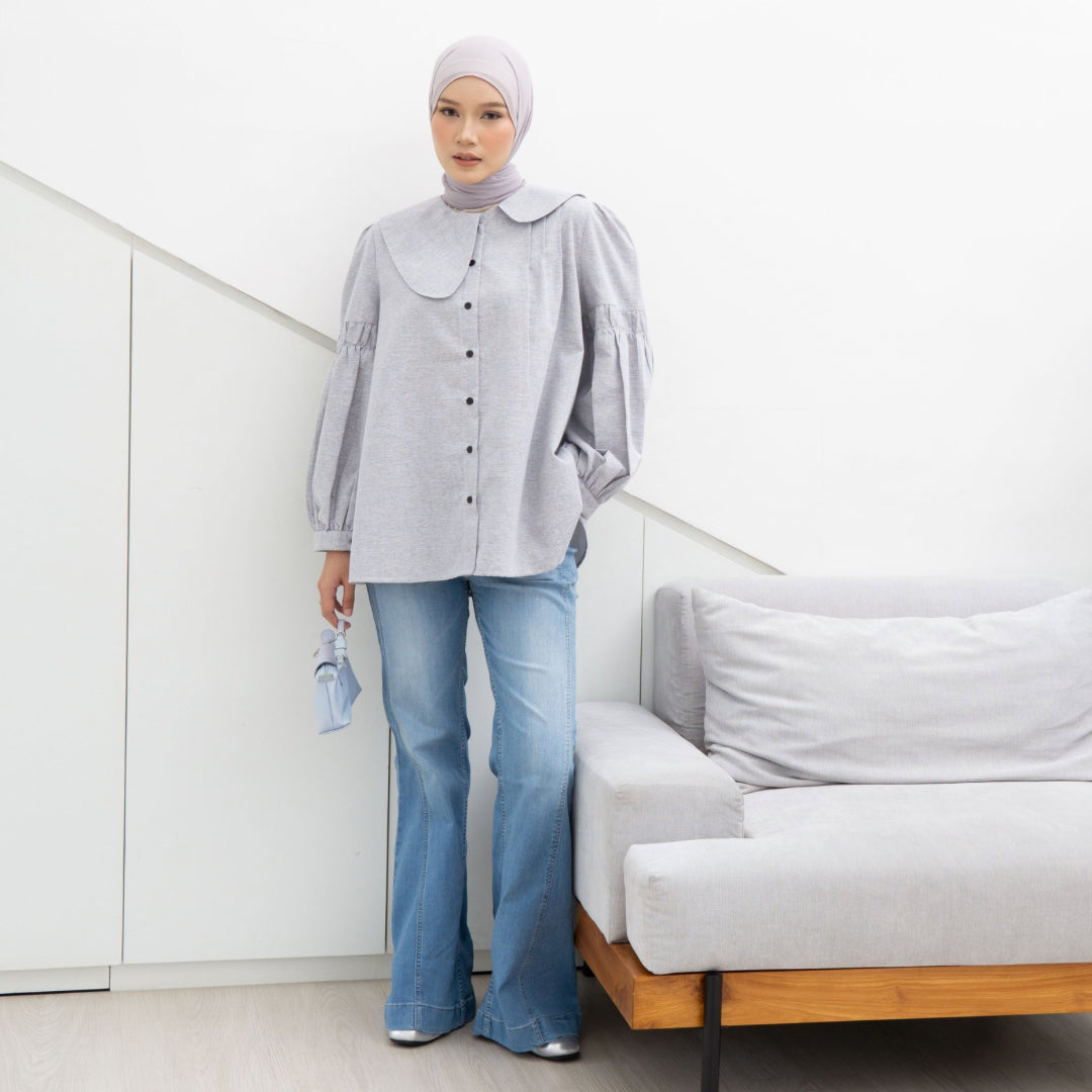 Image of Eclemix Top Naomi | Atasan Wanita Blouse Polos Kerah Peterpan