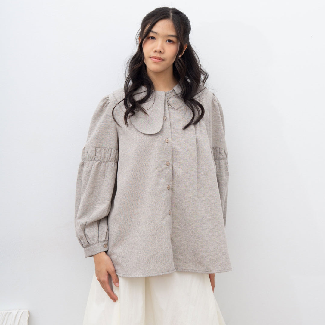 Eclemix Top Naomi | Atasan Wanita Blouse Polos Kerah Peterpan