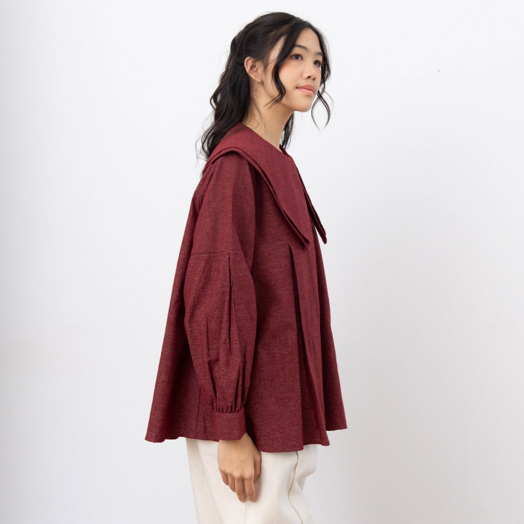 Eclemix Top Numa | Atasan Wanita Blouse Kerah Tumpuk