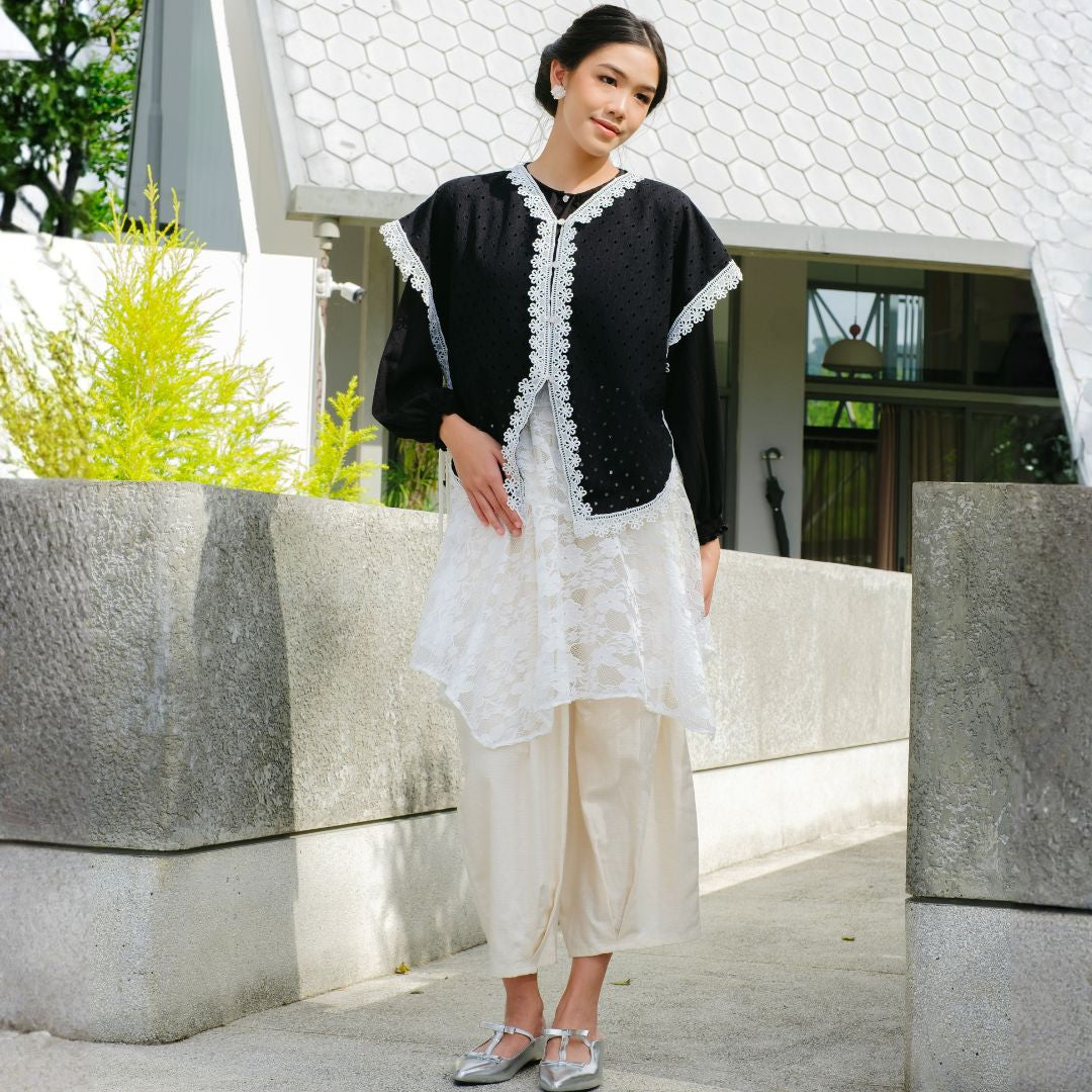 Image of Eclemix Outer Maurin | Vest Brokat Bunga | Outer Panjang Brukat Tanpa Lengan