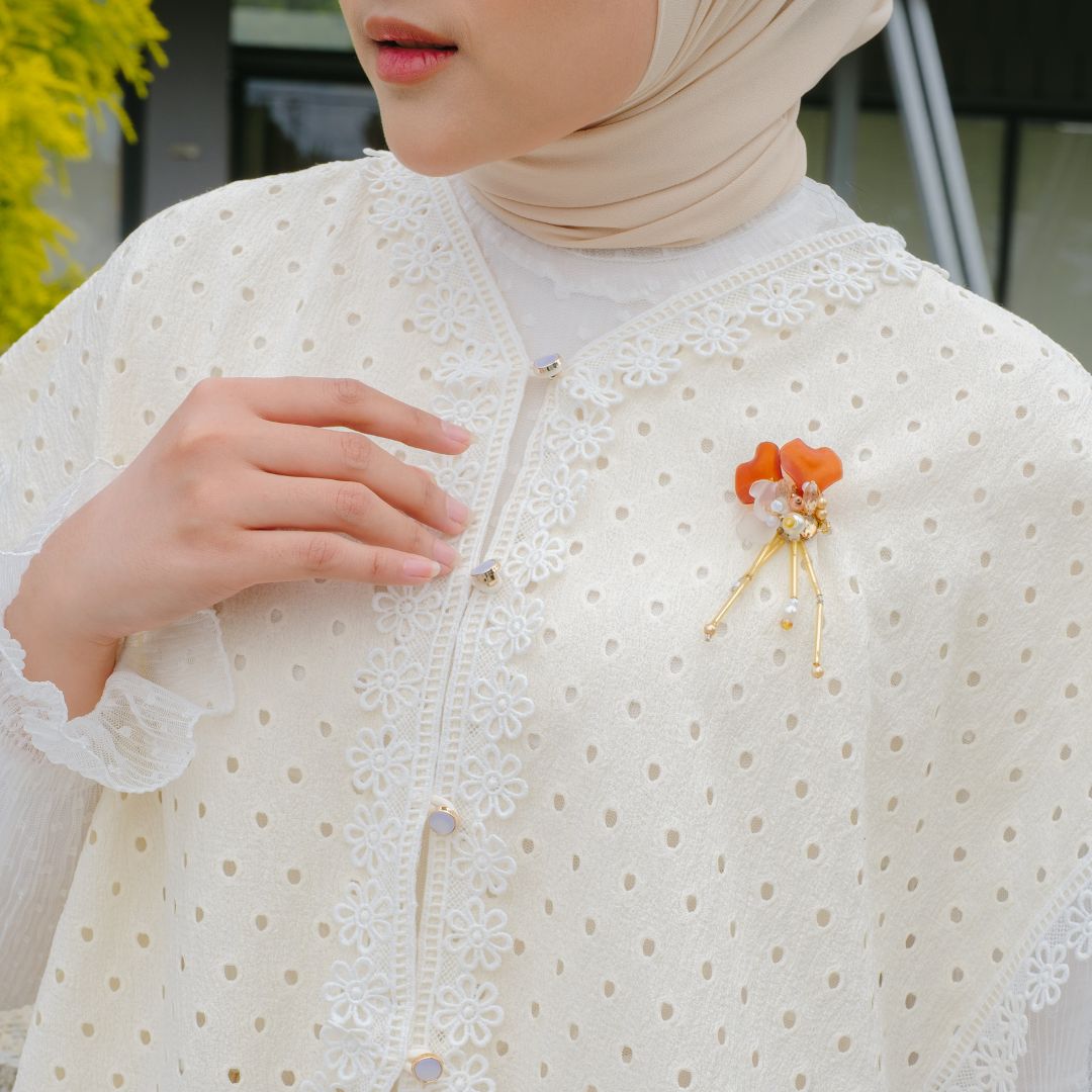 Image of Eclemix Outer Maurin | Vest Brokat Bunga | Outer Panjang Brukat Tanpa Lengan