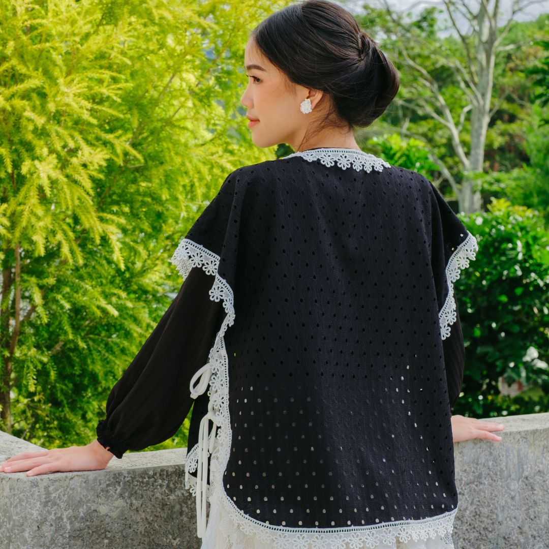 Image of Eclemix Outer Maurin | Vest Brokat Bunga | Outer Panjang Brukat Tanpa Lengan