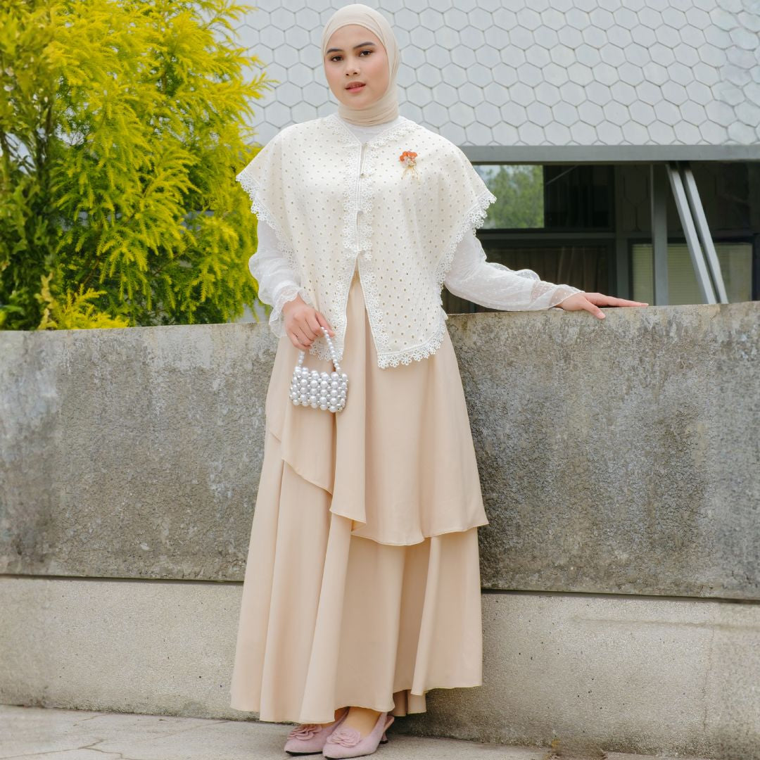 Image of Eclemix Outer Maurin | Vest Brokat Bunga | Outer Panjang Brukat Tanpa Lengan