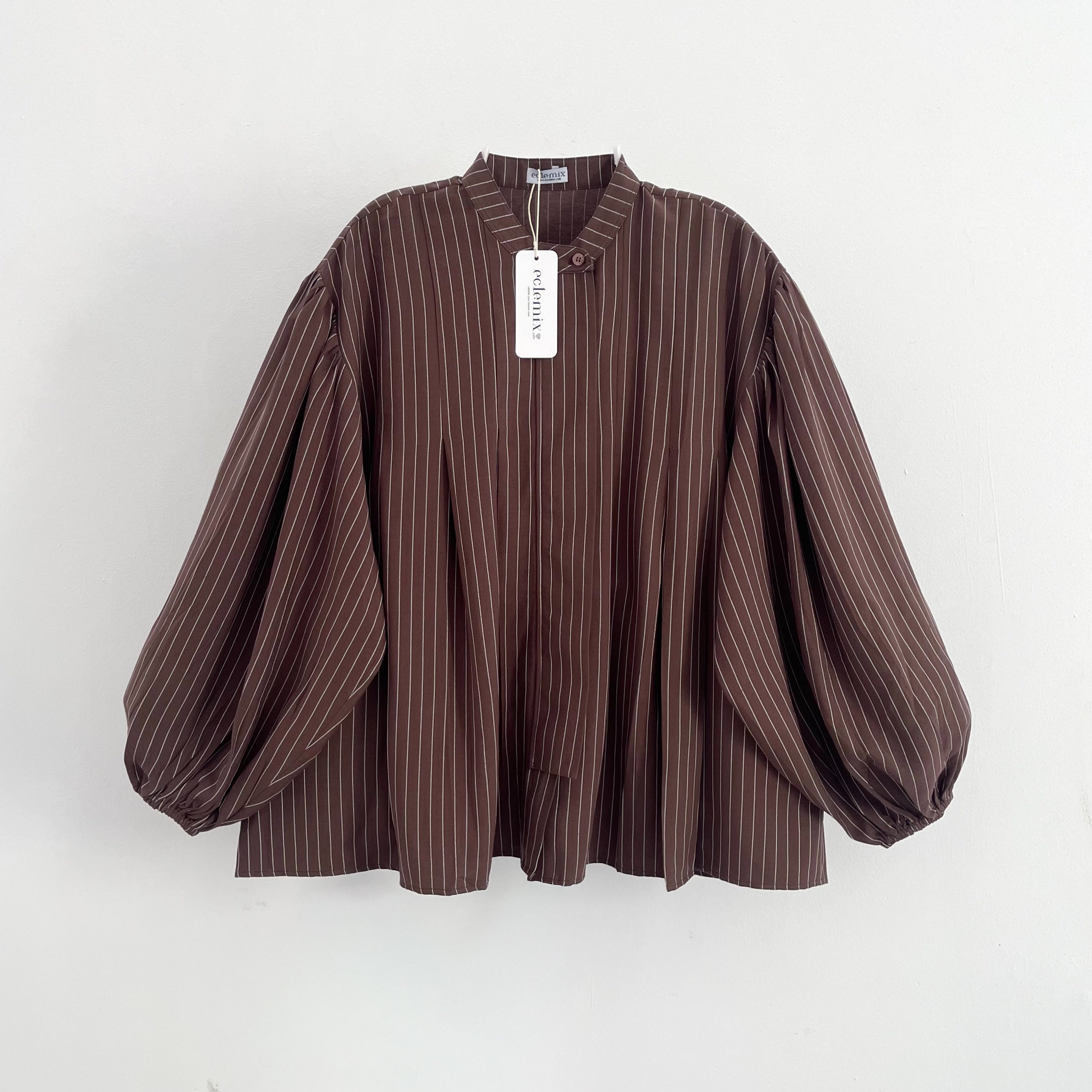 Image of Eclemix Top Naia | Atasan Blouse Wanita Stripe Lengan Balon Korean Style