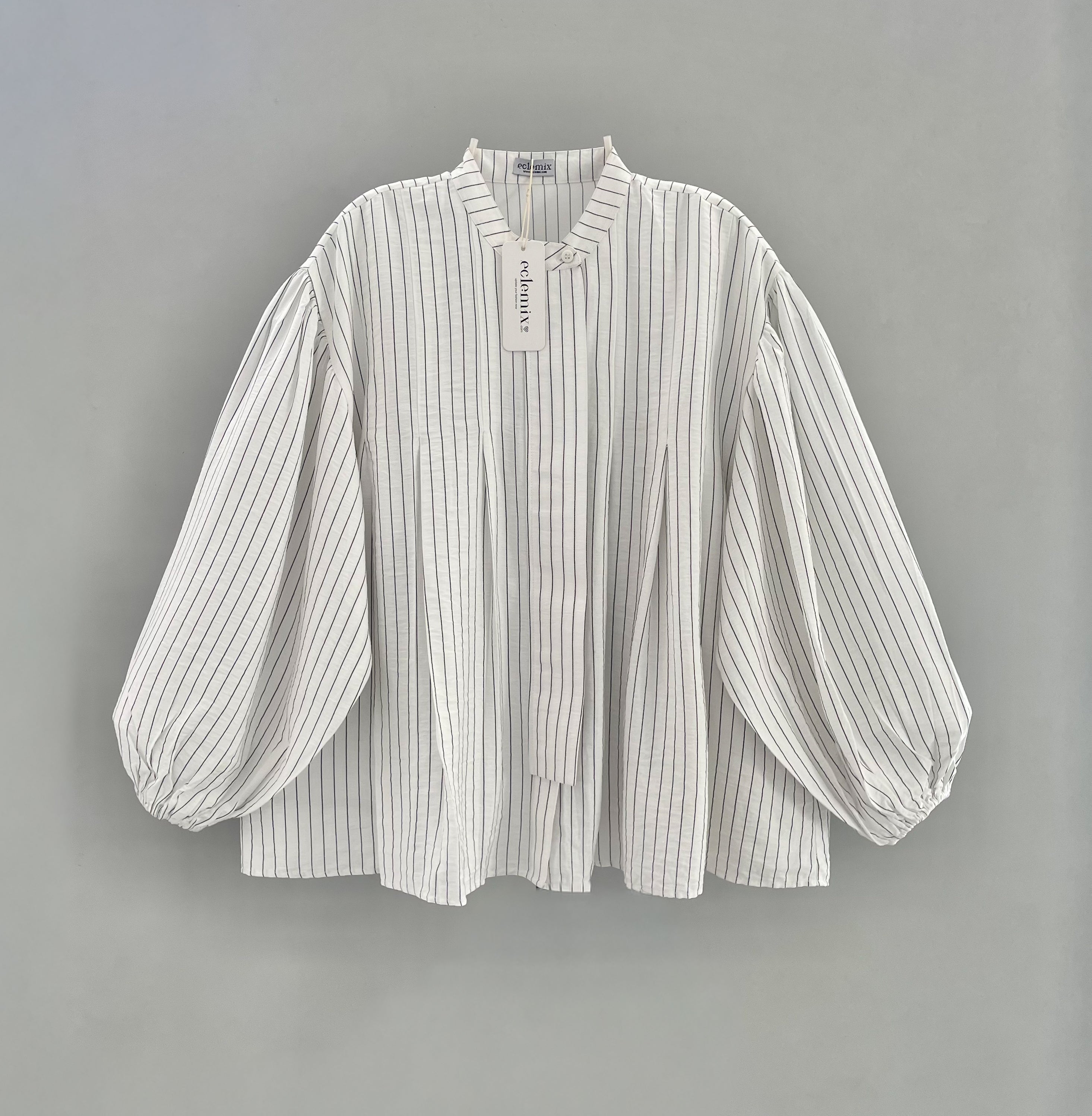 Image of Eclemix Top Naia | Atasan Blouse Wanita Stripe Lengan Balon Korean Style