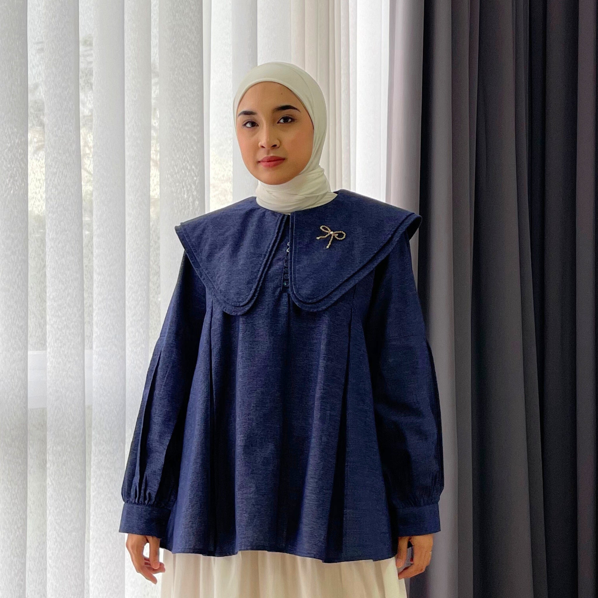 Eclemix Top Numa | Atasan Wanita Blouse Kerah Tumpuk