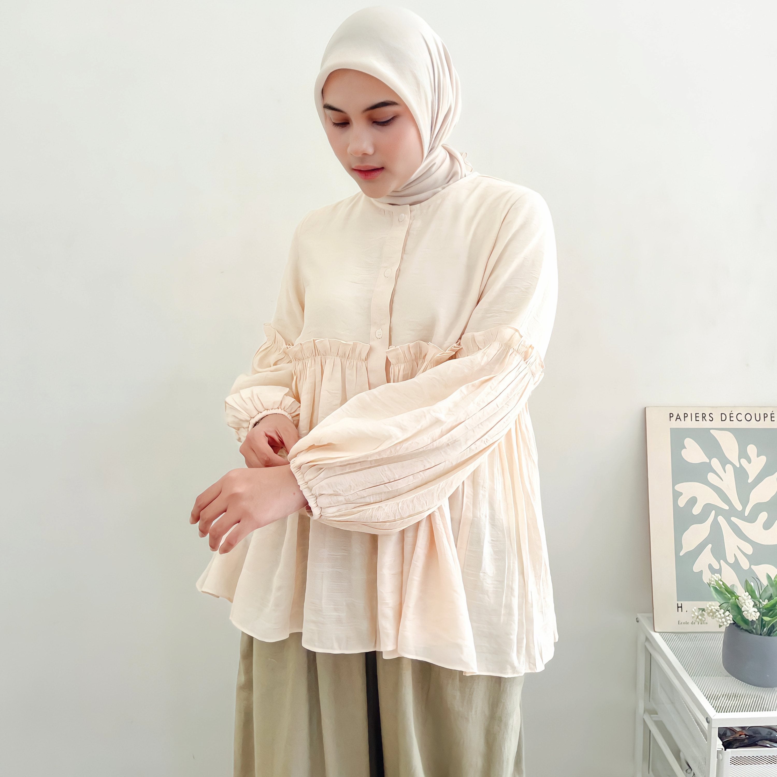 Image of Eclemix Atasan Wanita Loose Babydoll Ruffle Namia Top