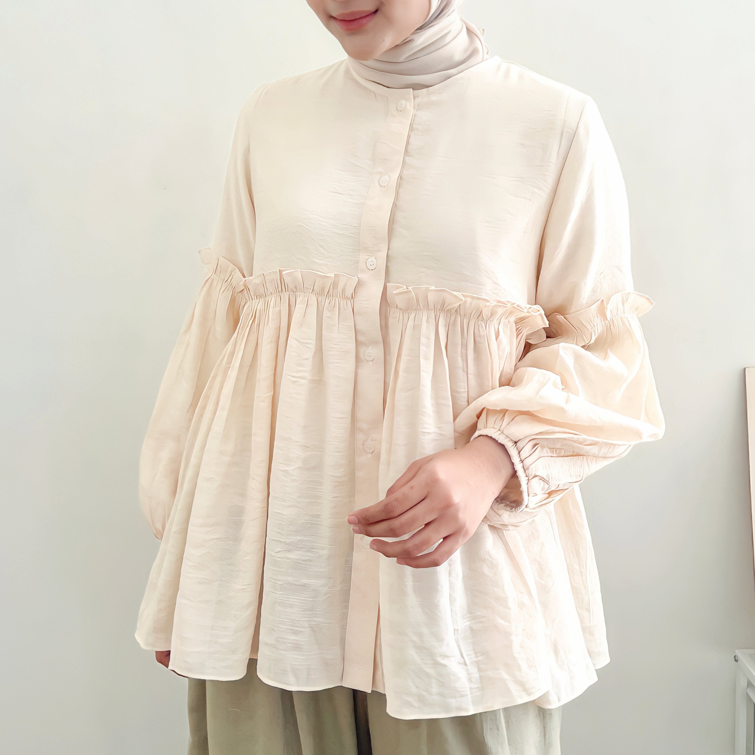 Image of Eclemix Atasan Wanita Loose Babydoll Ruffle Namia Top