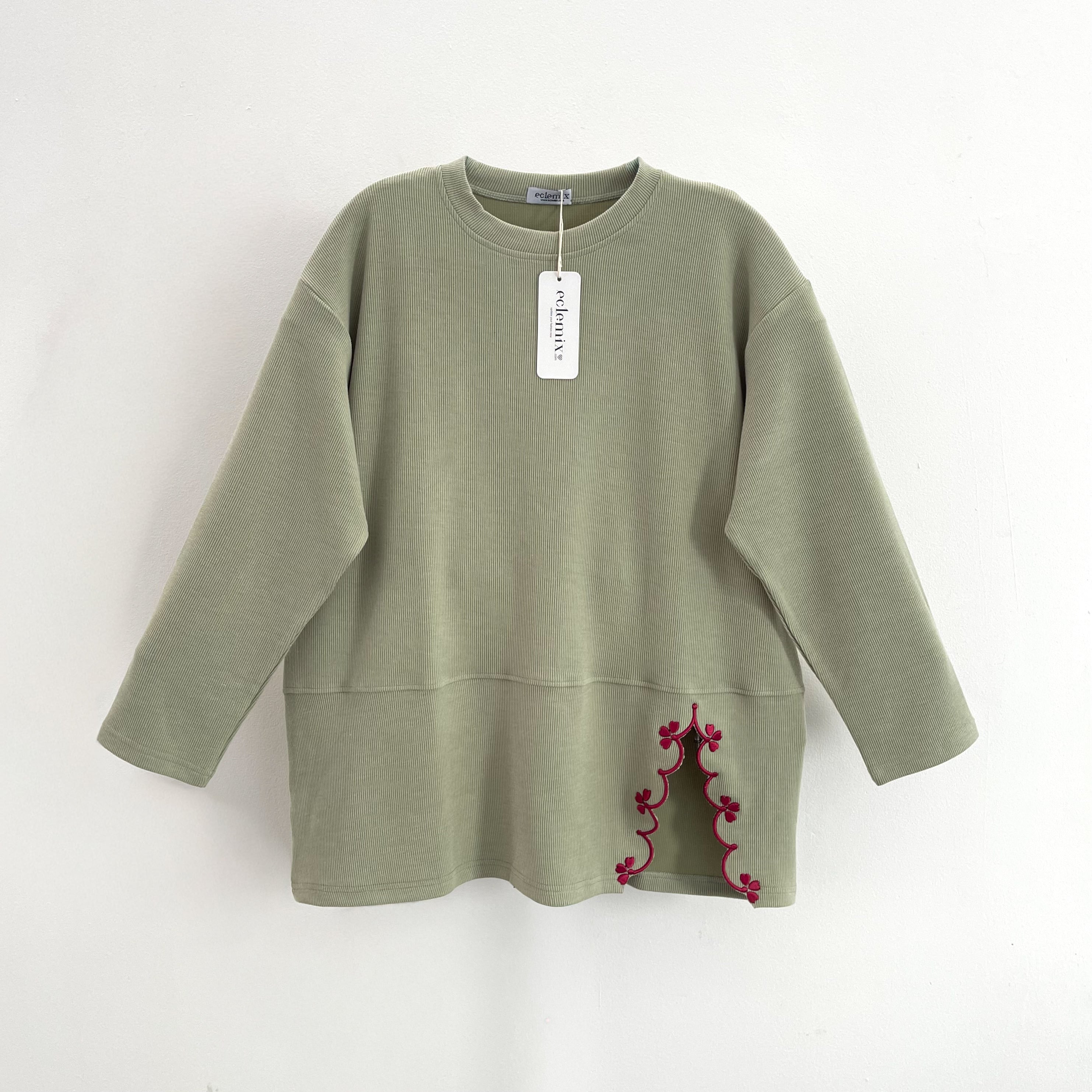 Image of Eclemix Top Orari |  Atasan Wanita Lengan Panjang Oversize Bordir Floral Casual Chic