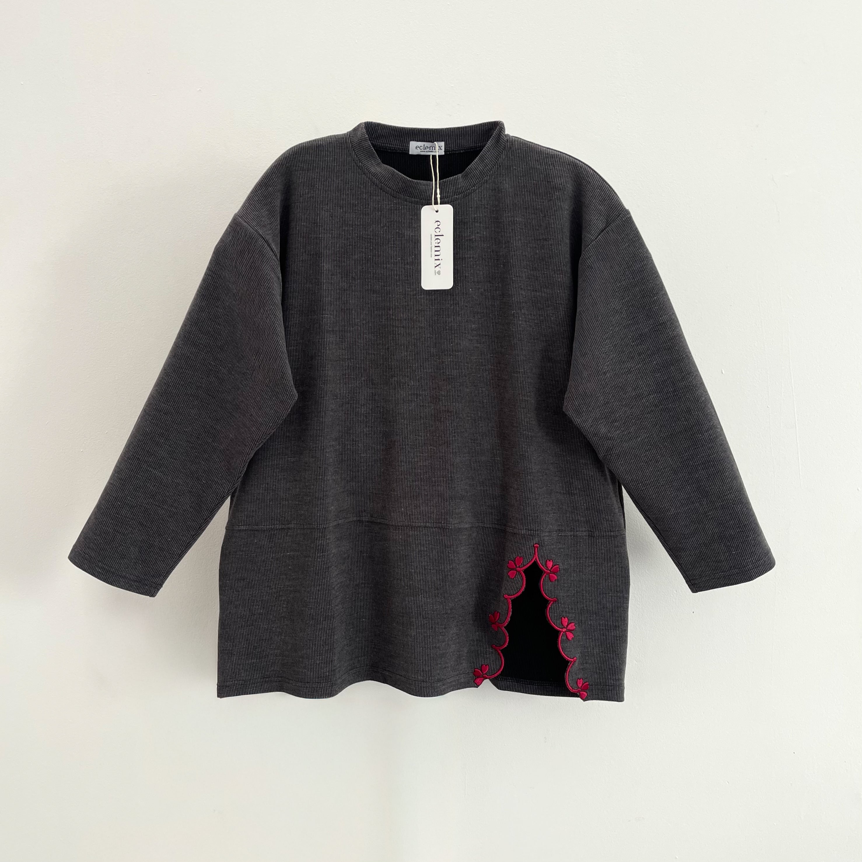 Image of Eclemix Top Orari |  Atasan Wanita Lengan Panjang Oversize Bordir Floral Casual Chic