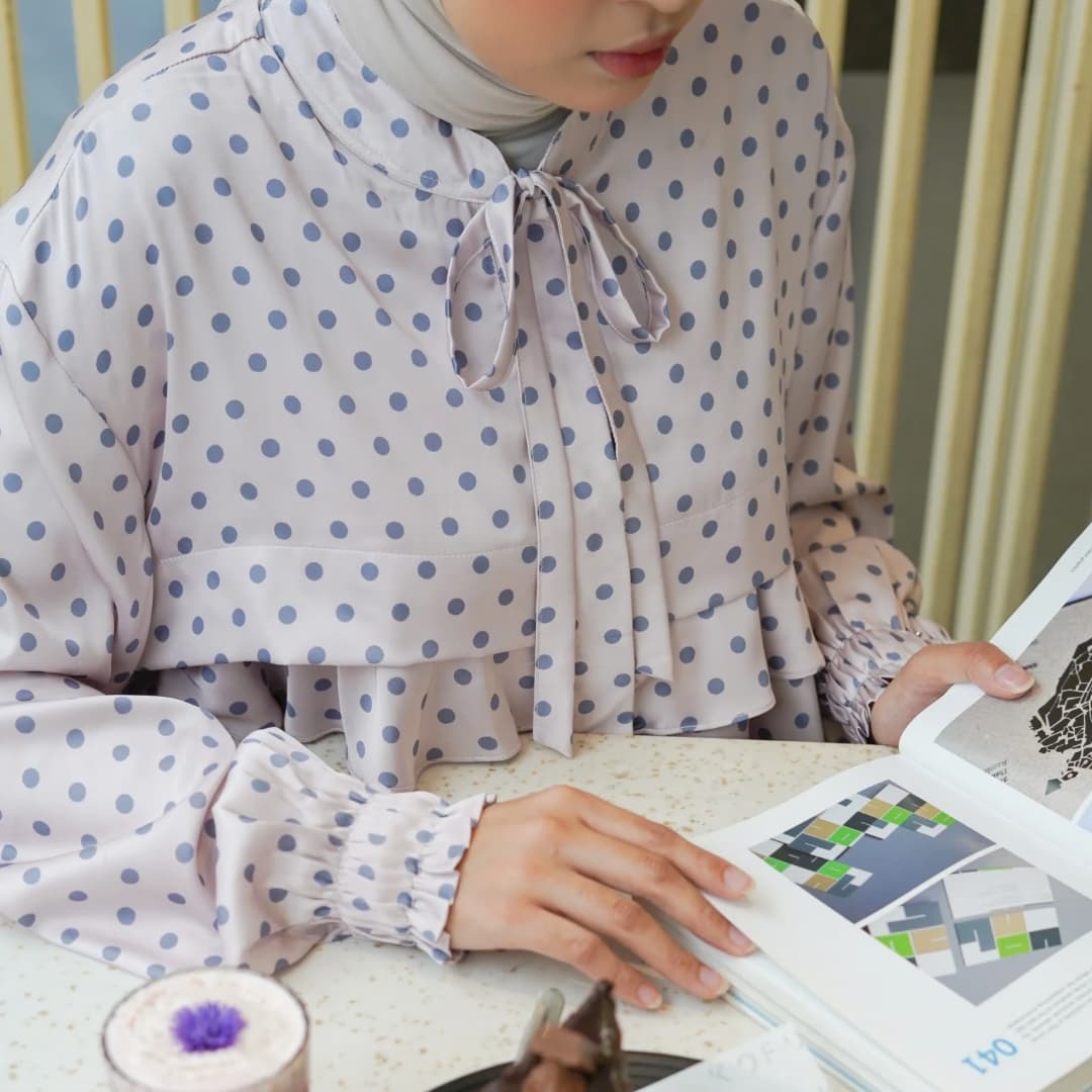 Eclemix Top Sassi | Ruffle Blouse Polkadot Korean Style