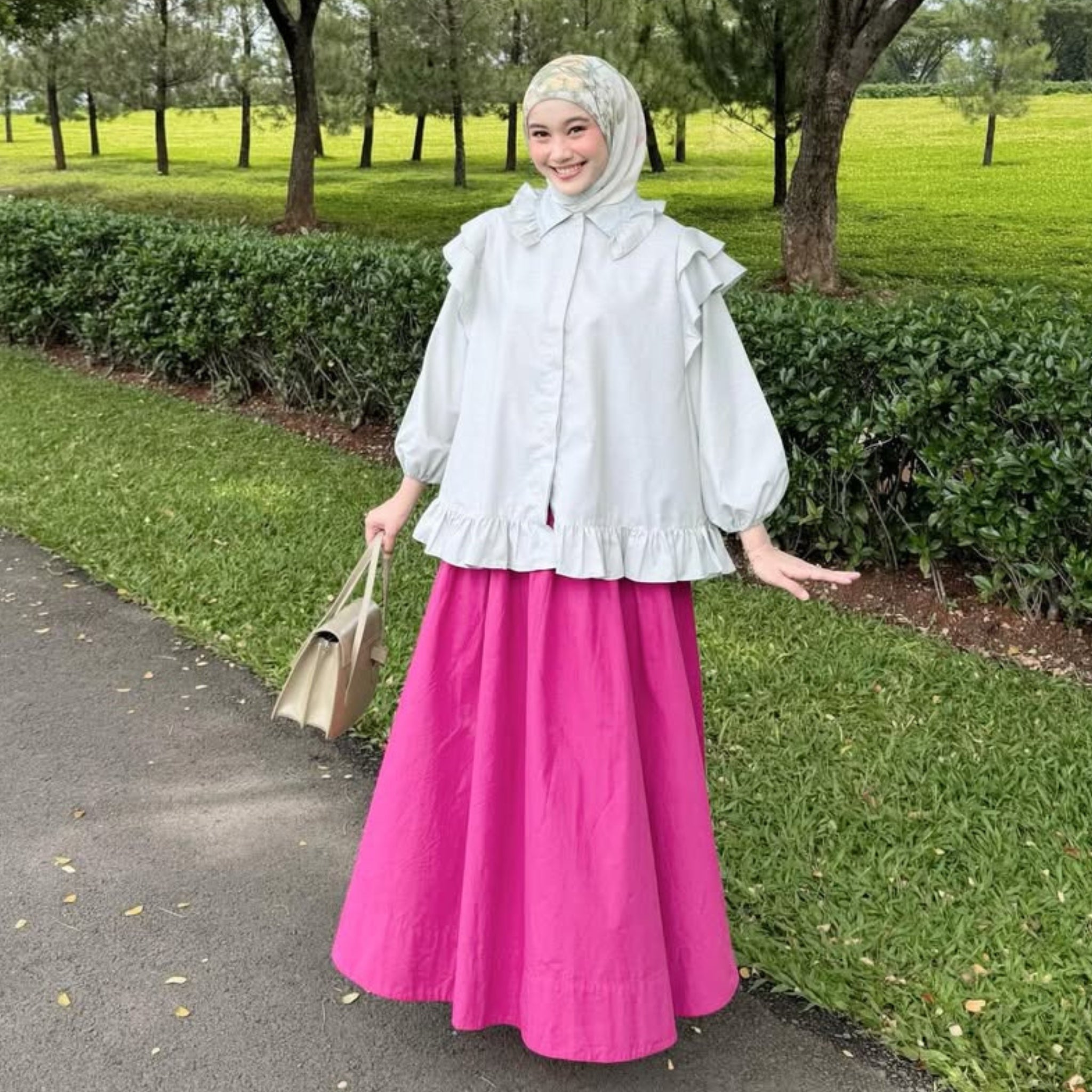 Image of Eclemix Top Namira | Atasan Wanita Kemeja Kancing Polos Ruffle