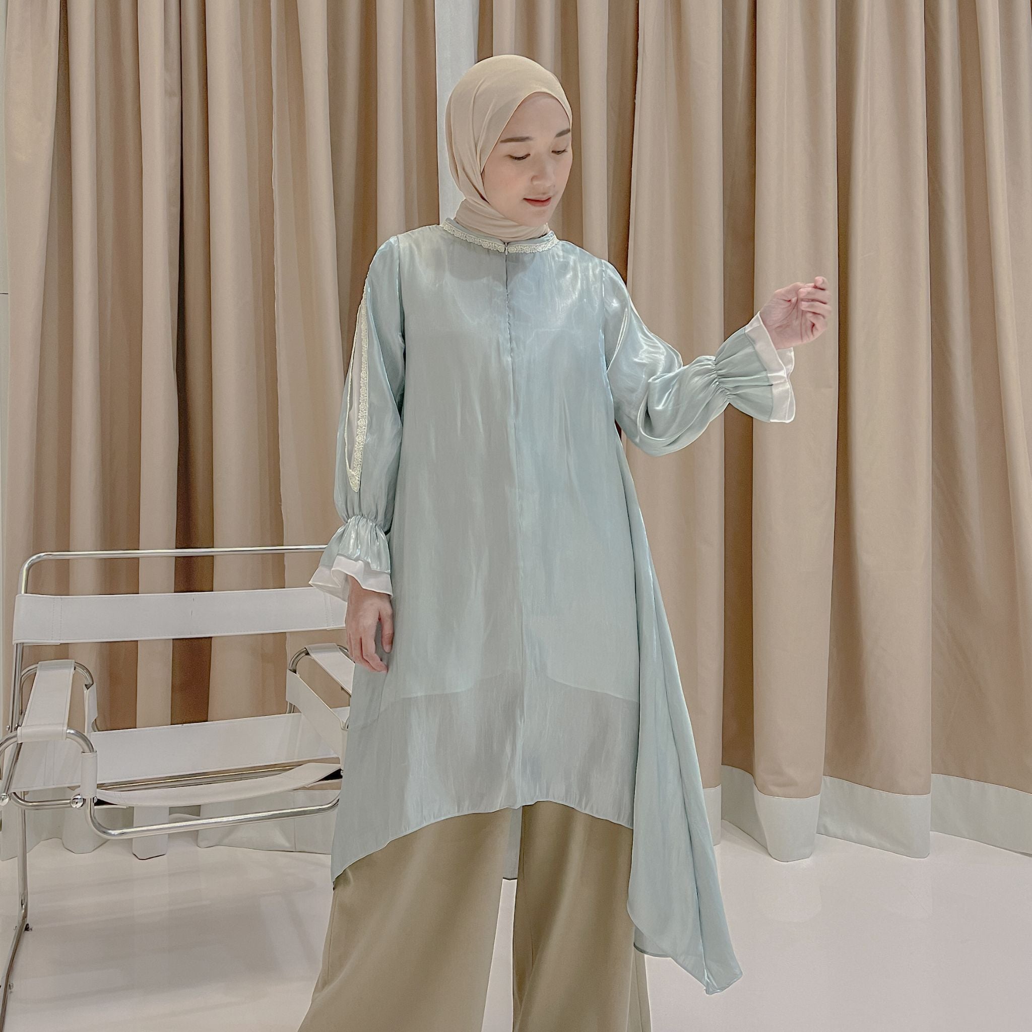 Image of Eclemix Tunic Reya | Atasan Wanita Tunic Mewah Resleting Depan | Baju Pesta Kondangan