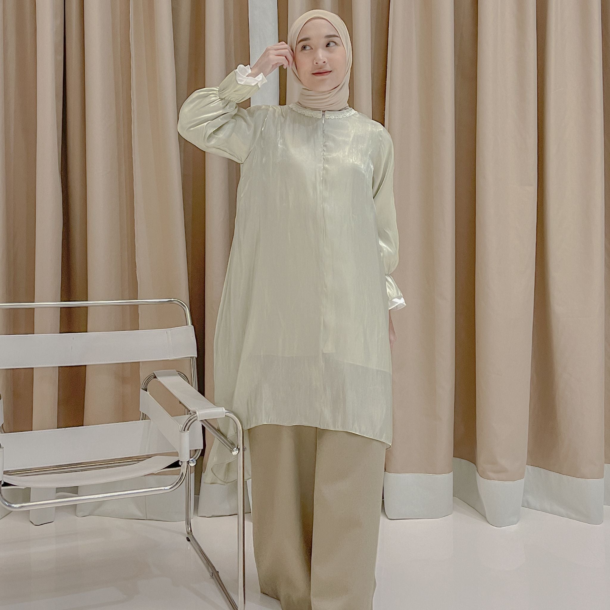 Eclemix Tunic Reya | Atasan Wanita Tunic Mewah Resleting Depan | Baju Pesta Kondangan