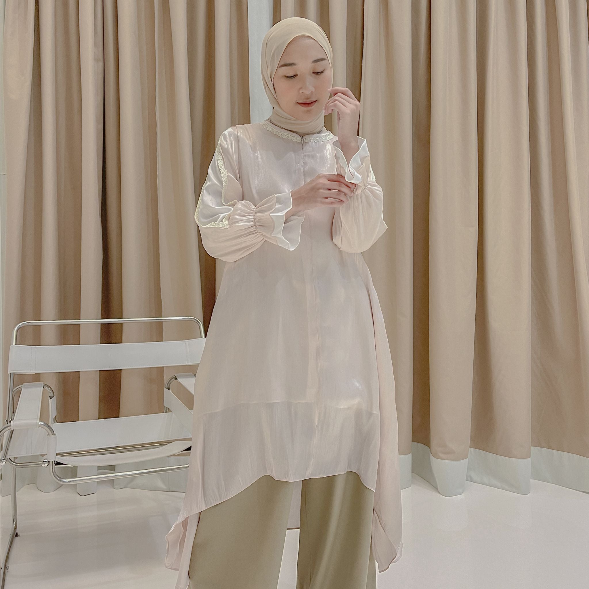 Eclemix Tunic Reya | Atasan Wanita Tunic Mewah Resleting Depan | Baju Pesta Kondangan