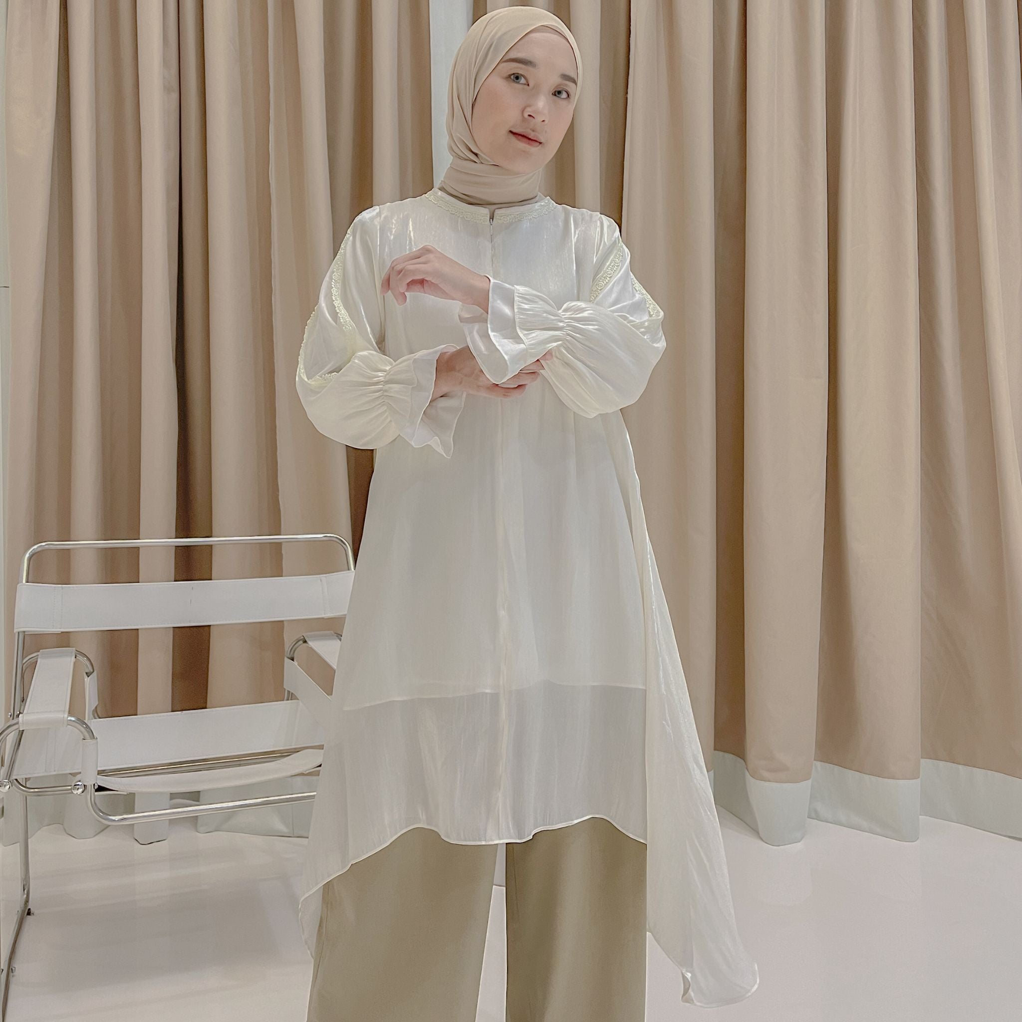 Eclemix Tunic Reya | Atasan Wanita Tunic Mewah Resleting Depan | Baju Pesta Kondangan