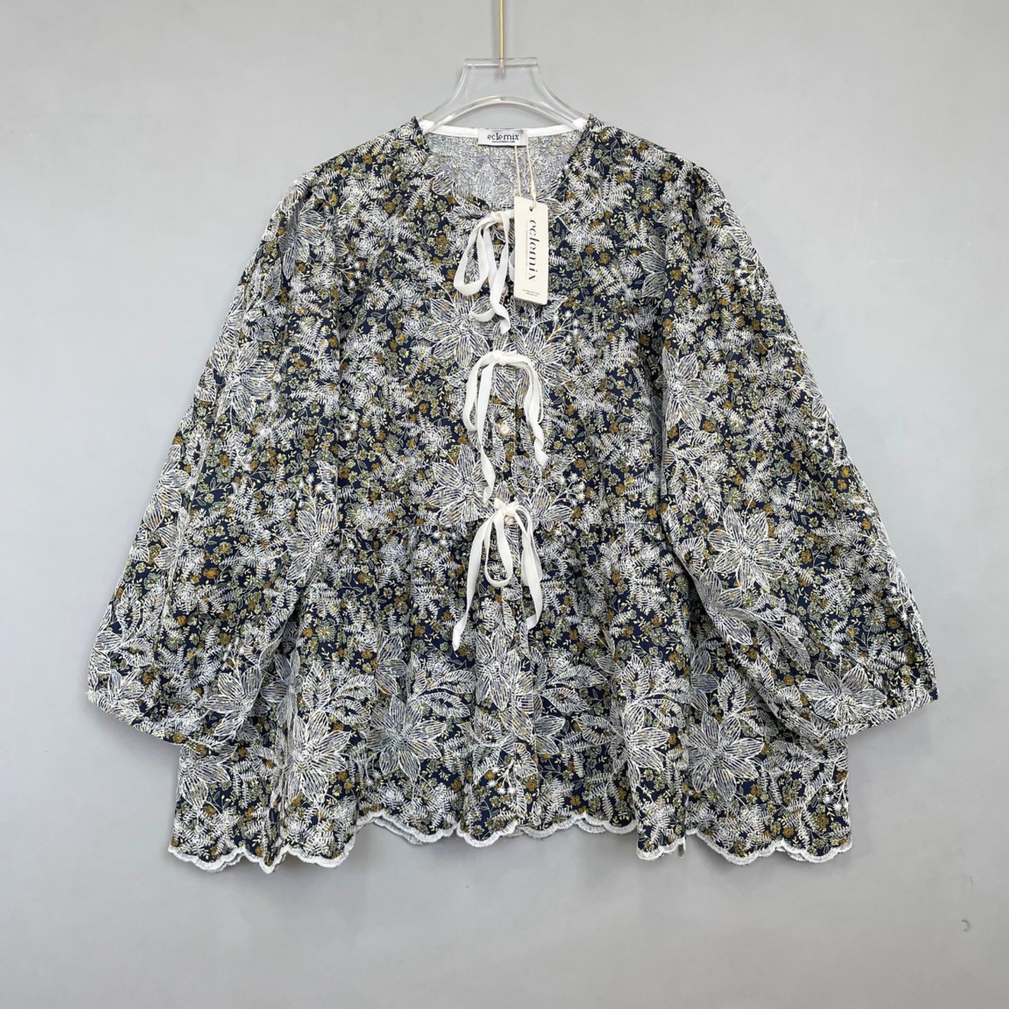 Image of Eclemix Top Omari | Atasan Wanita Kancing Depan Bowtie Pita