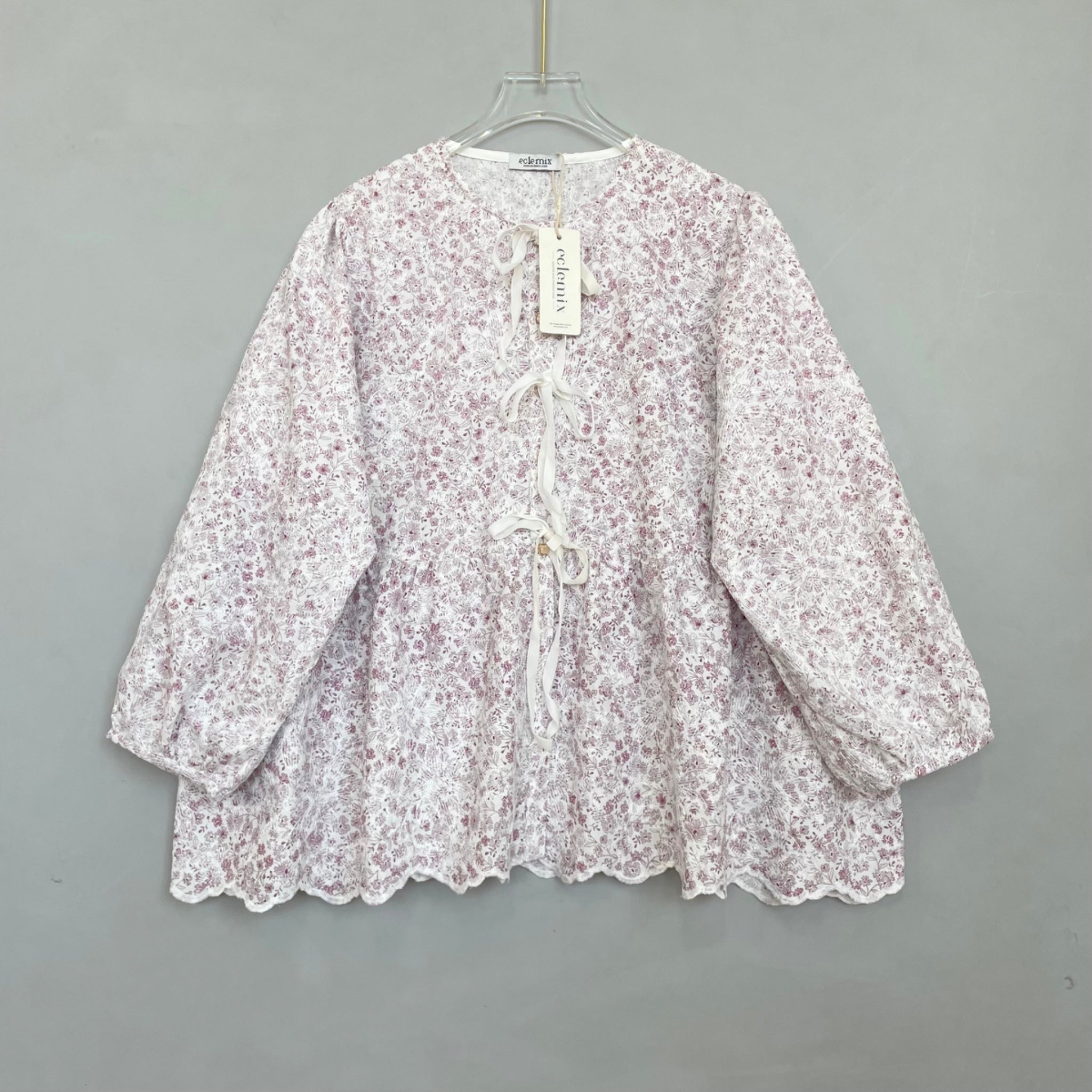 Image of Eclemix Top Omari | Atasan Wanita Kancing Depan Bowtie Pita