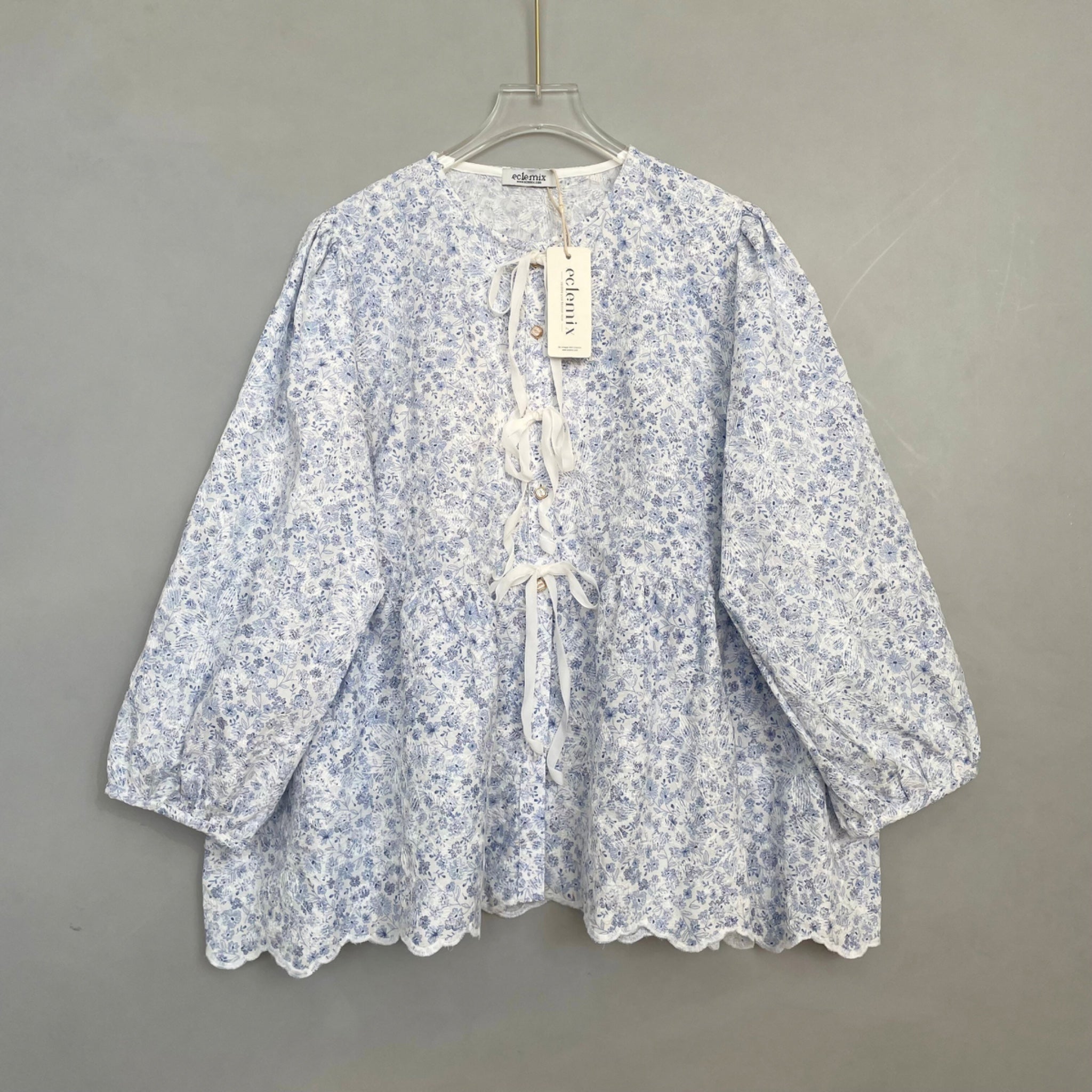 Eclemix Top Omari | Atasan Wanita Kancing Depan Bowtie Pita