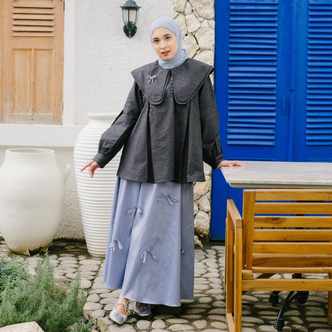 Eclemix Top Numa | Atasan Wanita Blouse Kerah Tumpuk